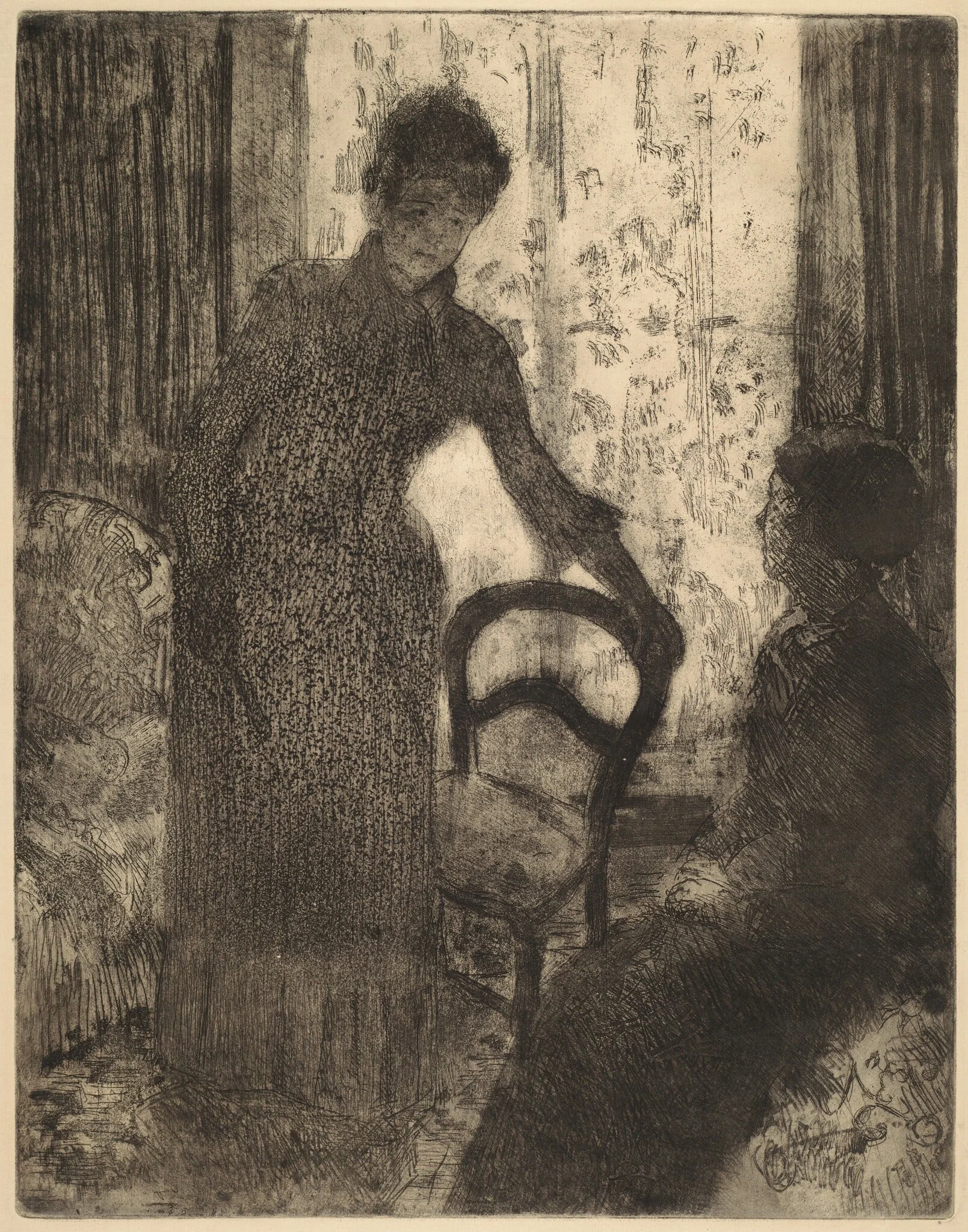 The Visitor, by Mary Cassatt, ink, 1880