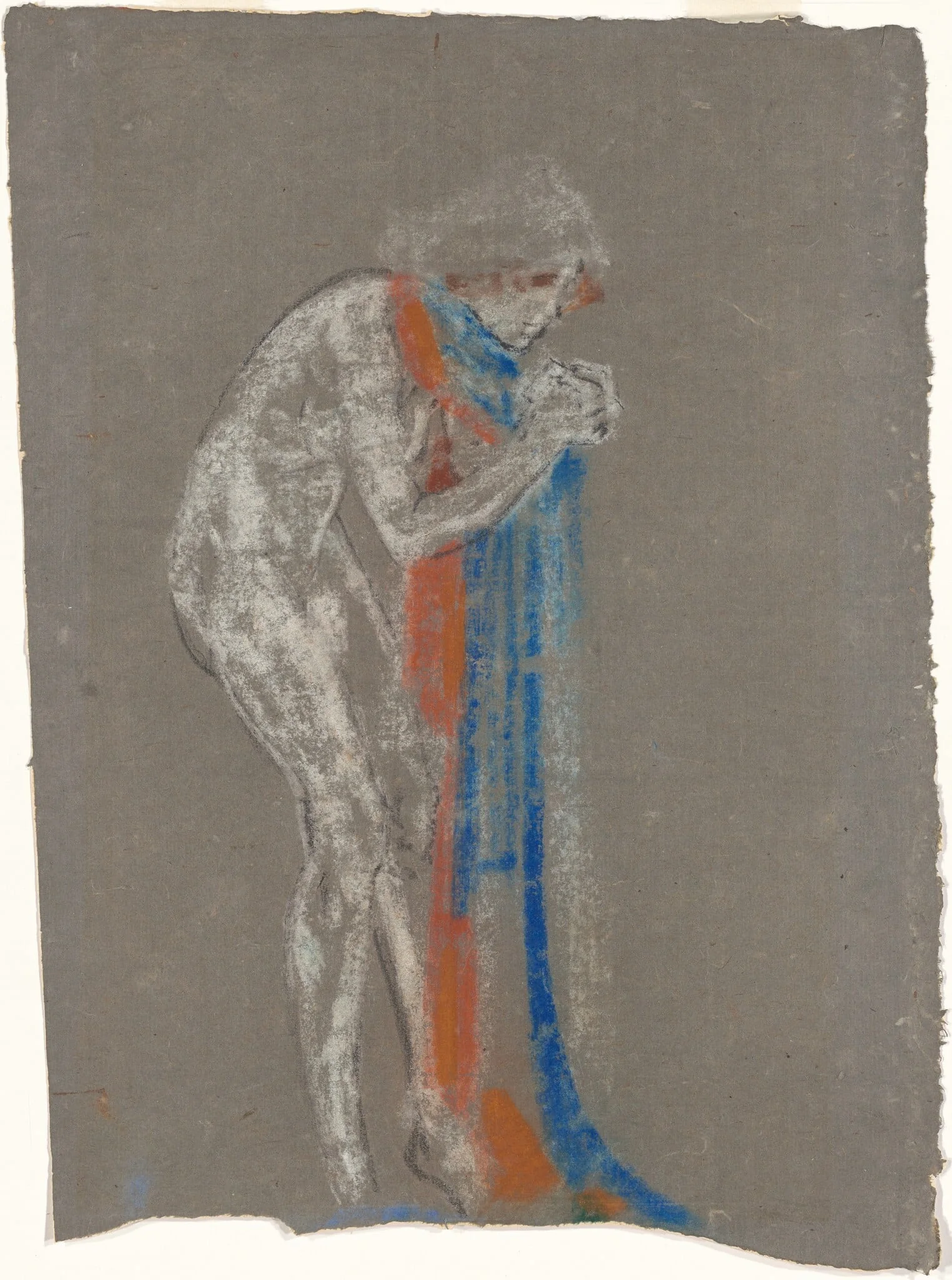 Woman with Red and Blue Scarf, by Arthur Bowen Davies, pastel, 1921
