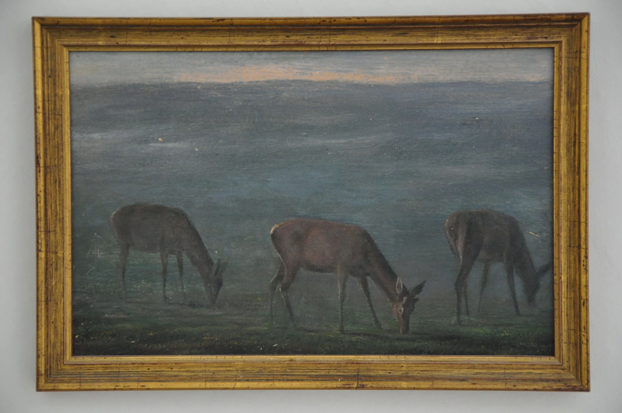 Drei äsende Hirschkühe, by Unknown, unspecified, 1850