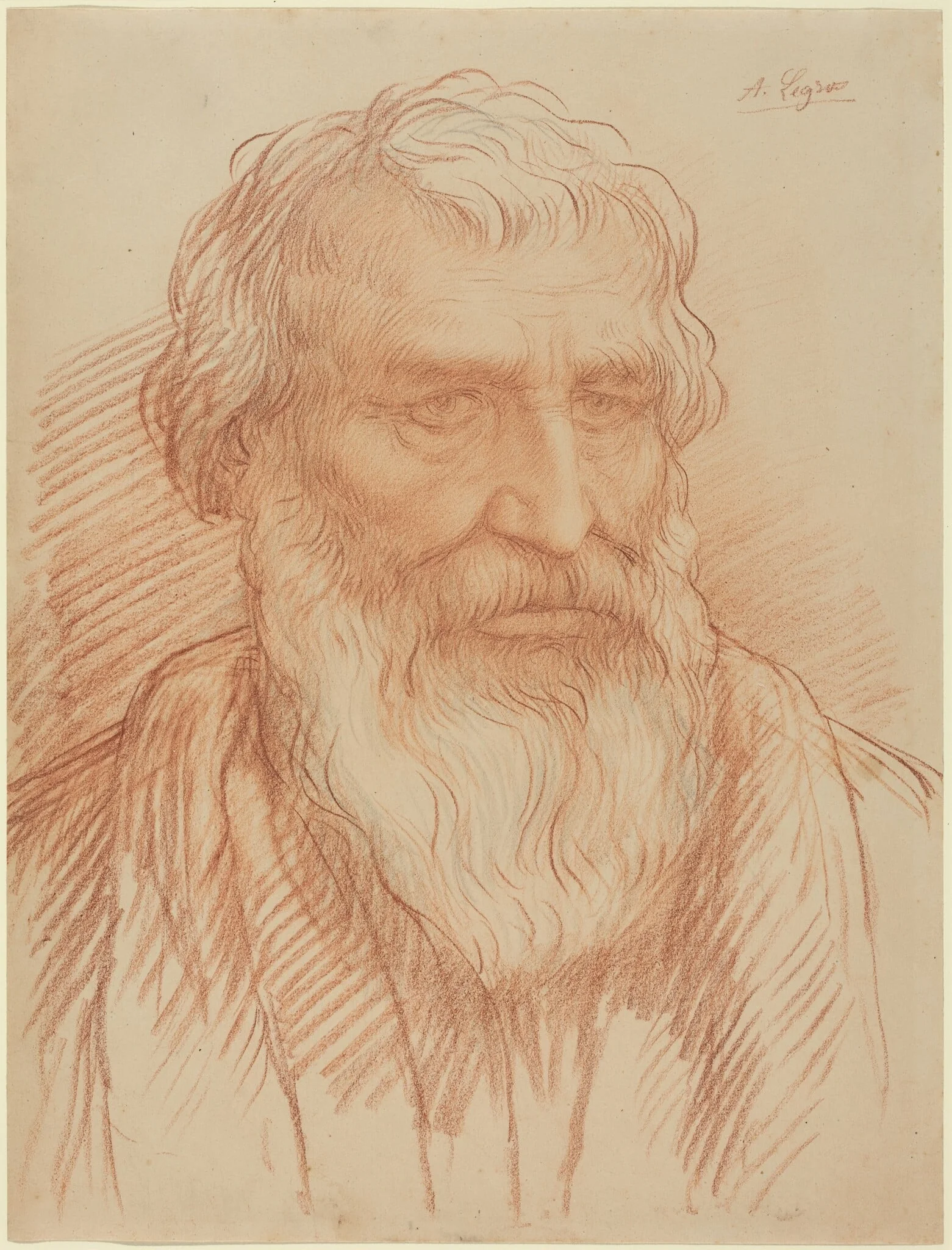 Study of a Head, by Alphonse Legros, chalk, 1874