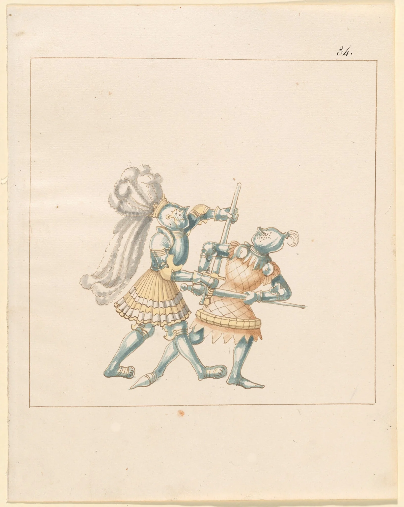 Foot Combat with Longswords, by German 16th Century, ink, 1514