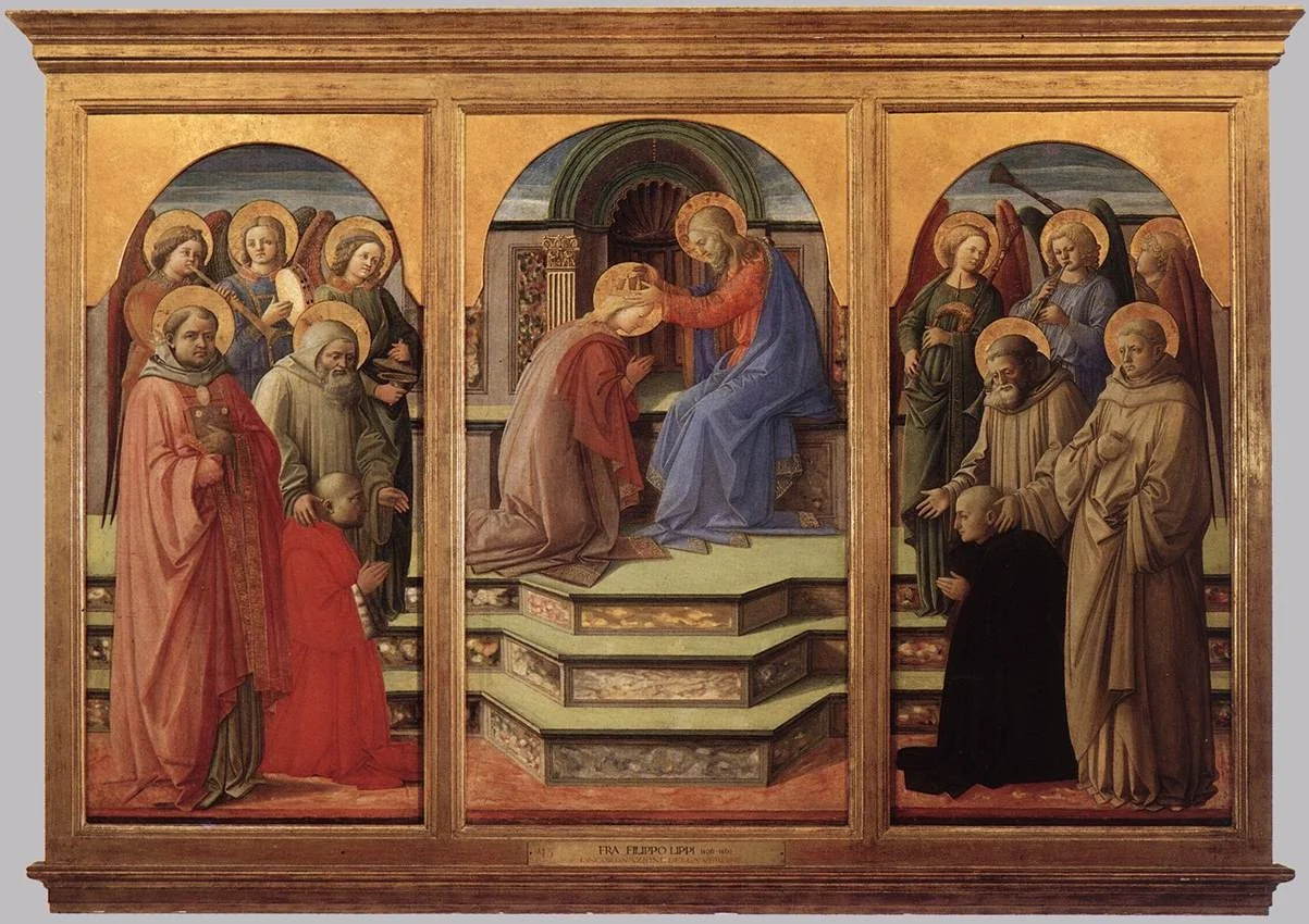 Marsuppini Coronation, by Filippo Lippi, tempera, 1444
