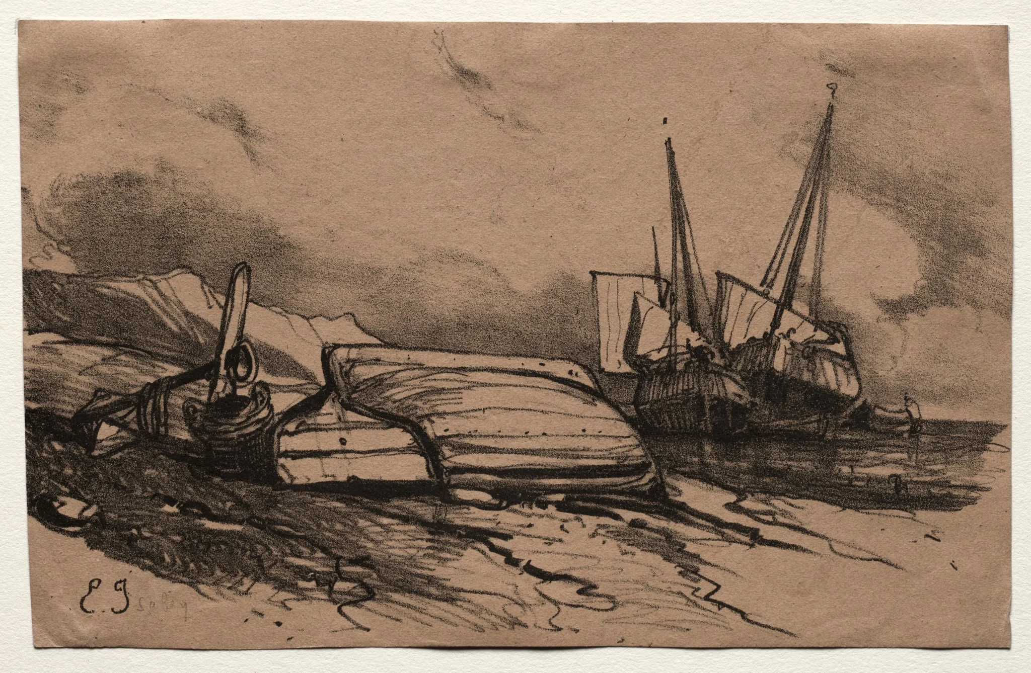 Six Marines:  Couverture, Une Grève, by Eugène Isabey, 1833