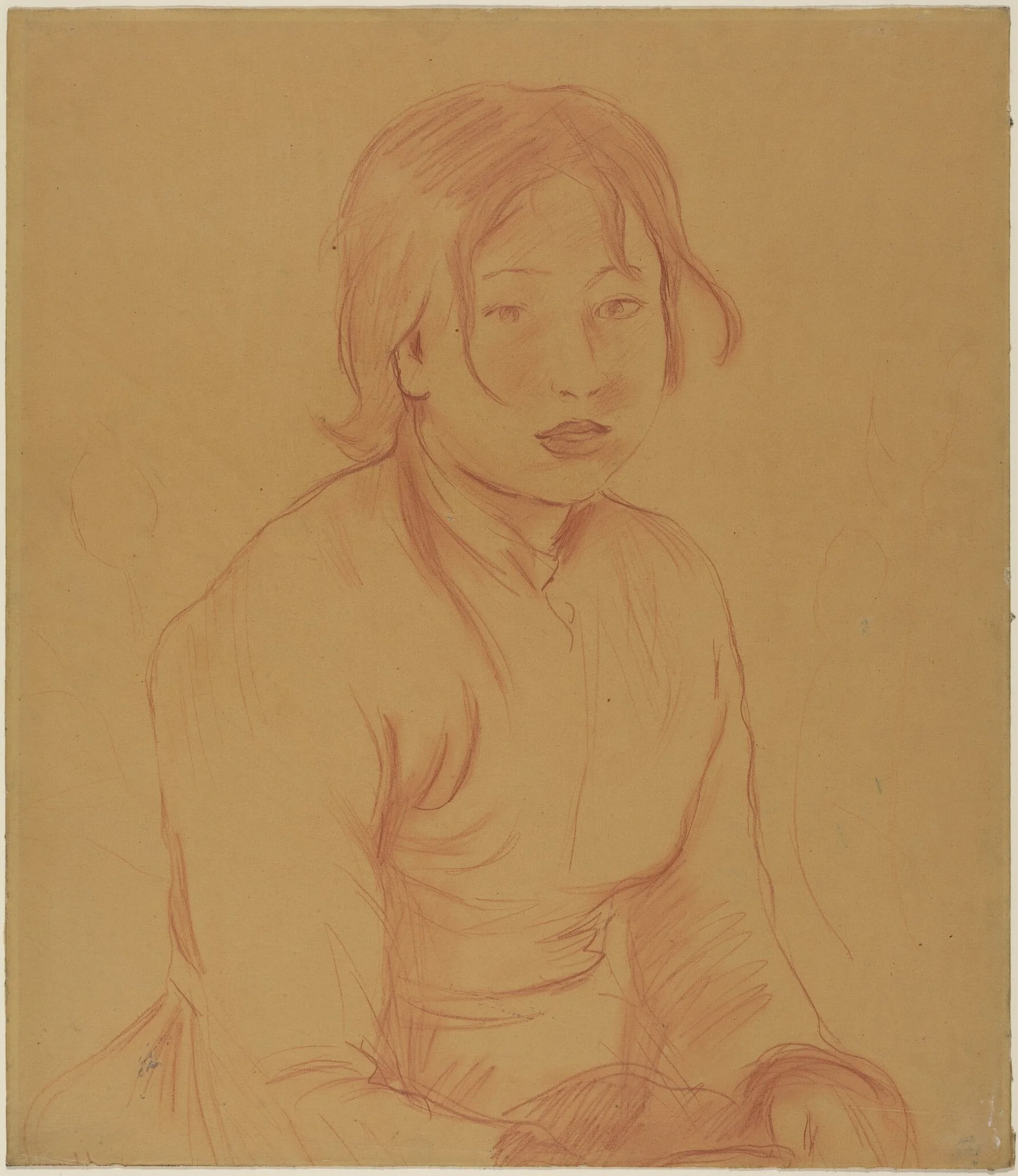 Peasant Girl, by Berthe Morisot, chalk, 1890