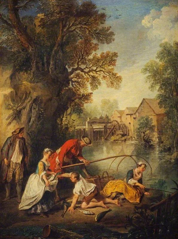 The Watering Party (L'eau), by Nicolas Lancret, oil, 1716