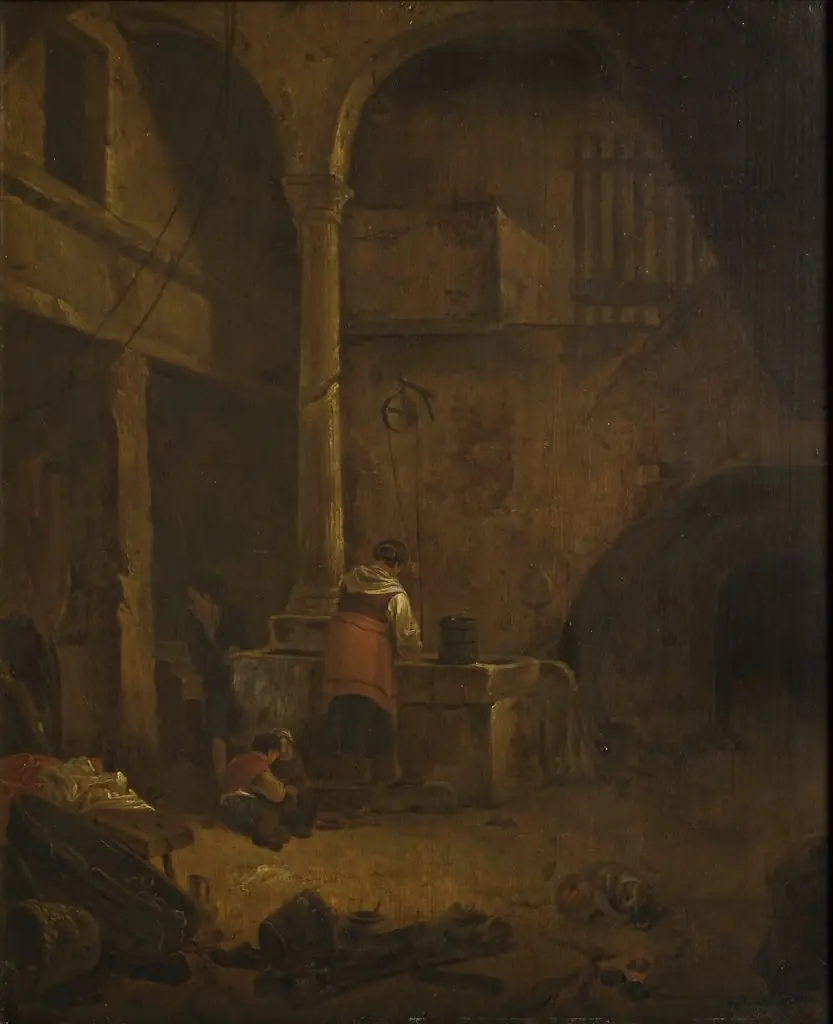 Woman at a Well in an Italian Farmhouse