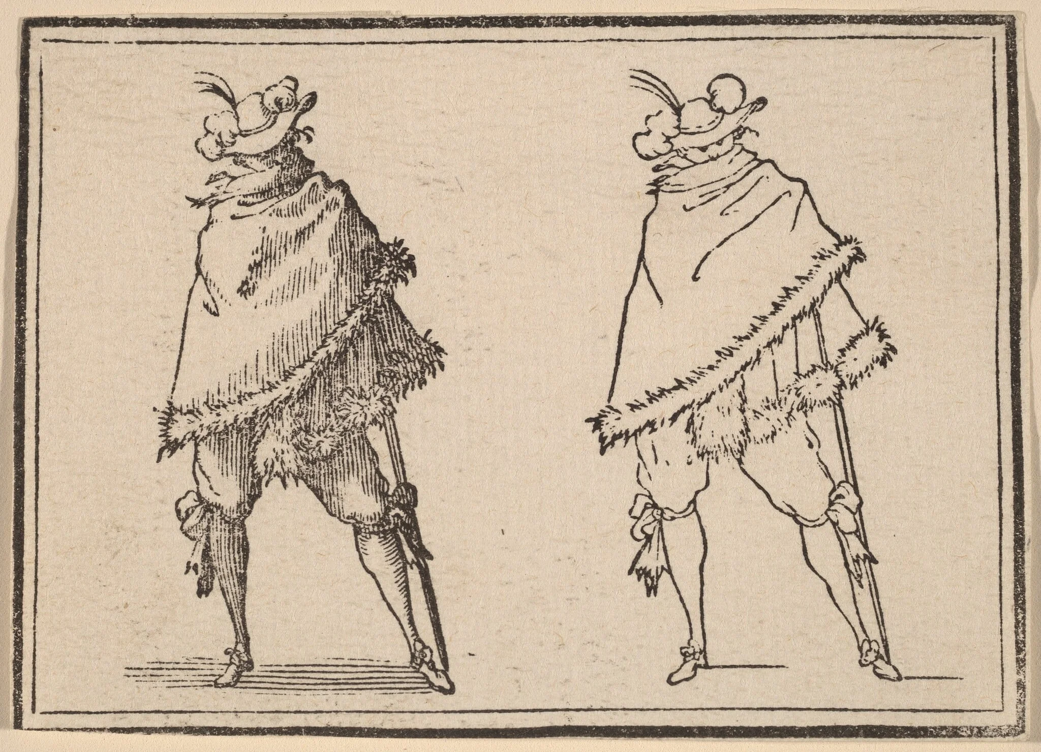 Gentleman Wrapped in his Mantle, by Edouard Eckman, ink, 1621