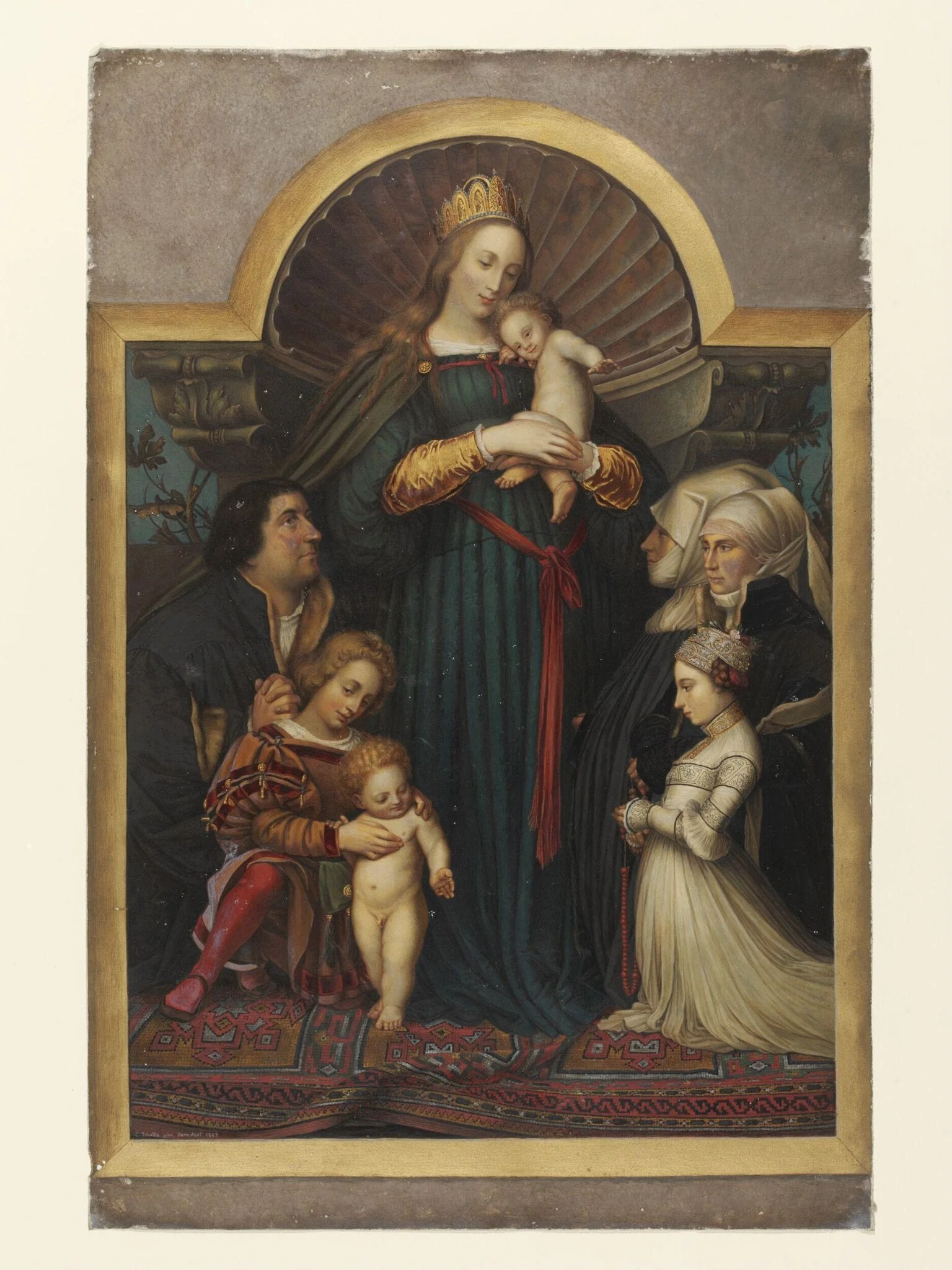 Copy after the painting Virgin and Child and Meyer  Family by Hans Holbein in Darmstadt