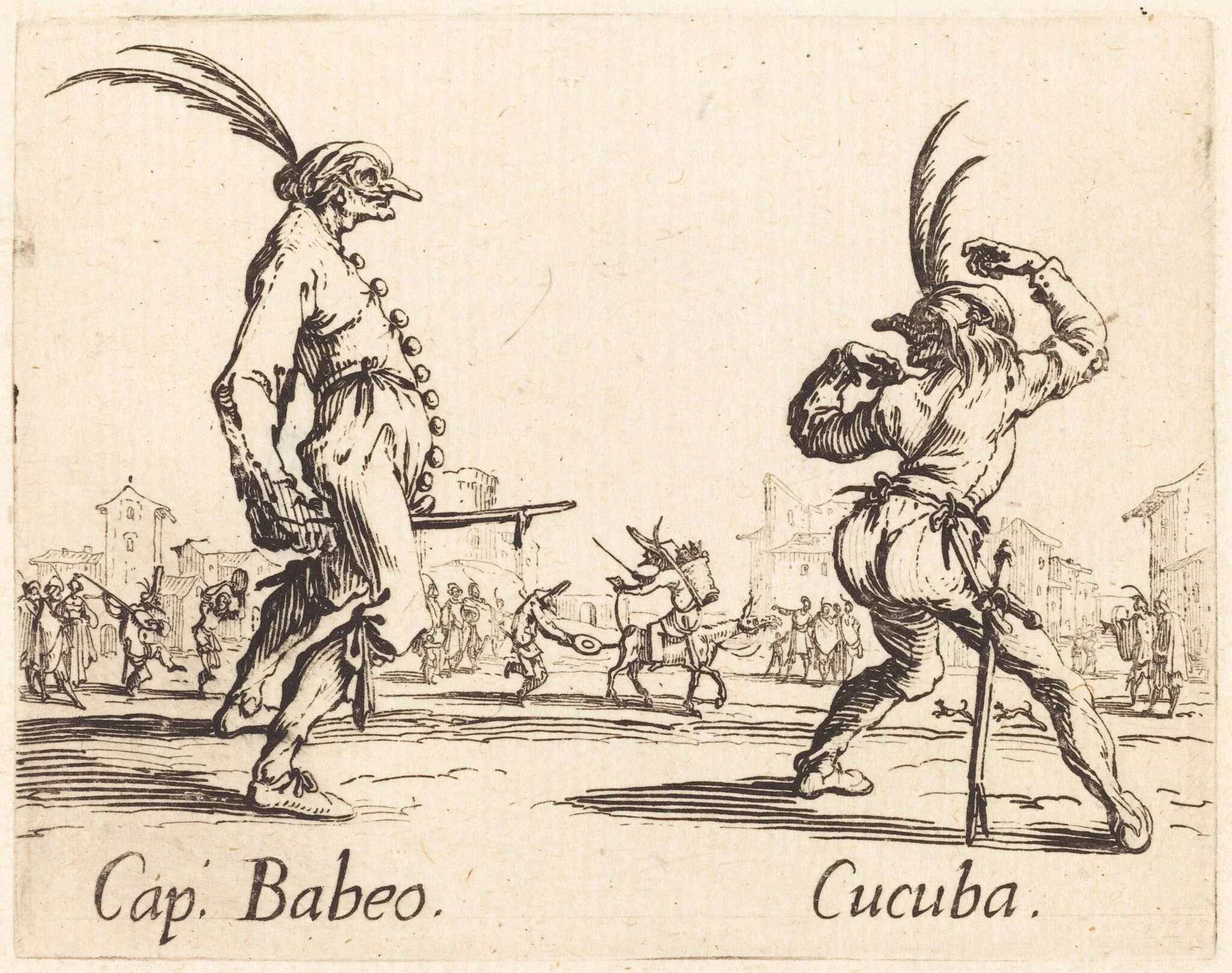Cap. Babeo and Cucuba, by Jacques Callot, ink, 1622