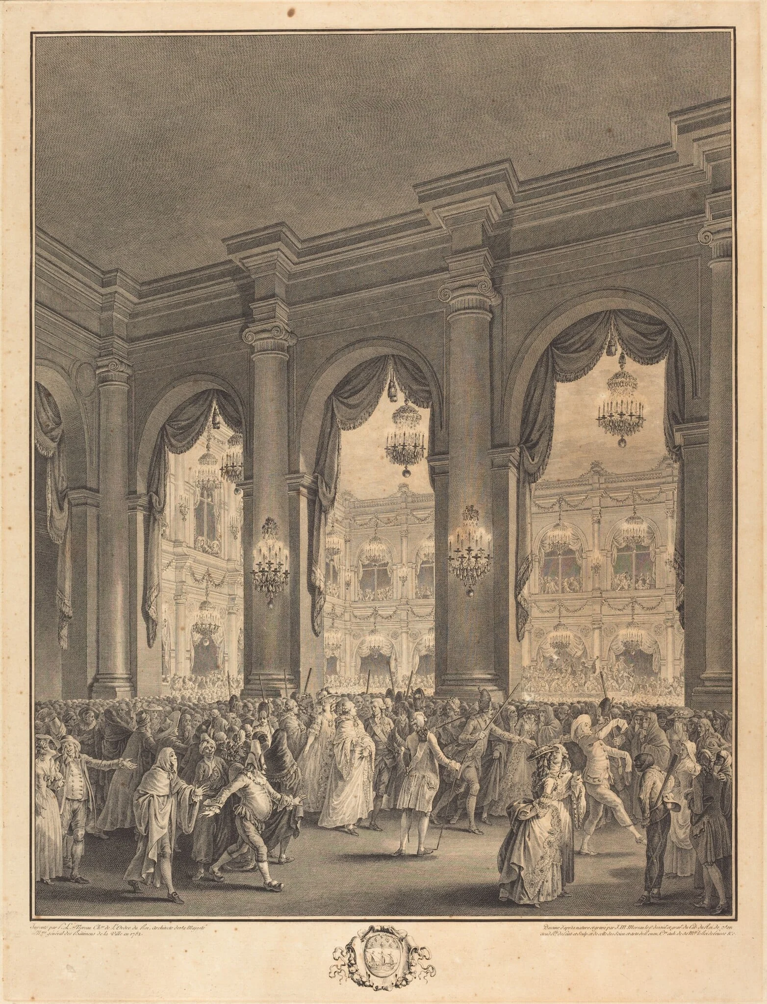 Le bal masqué, by Jean-Michel the Younger Moreau, ink, 1782
