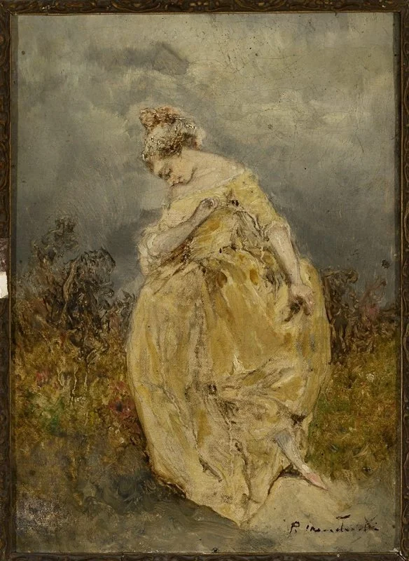Woman in the garden, by Piotr Michałowski, oil, 1837