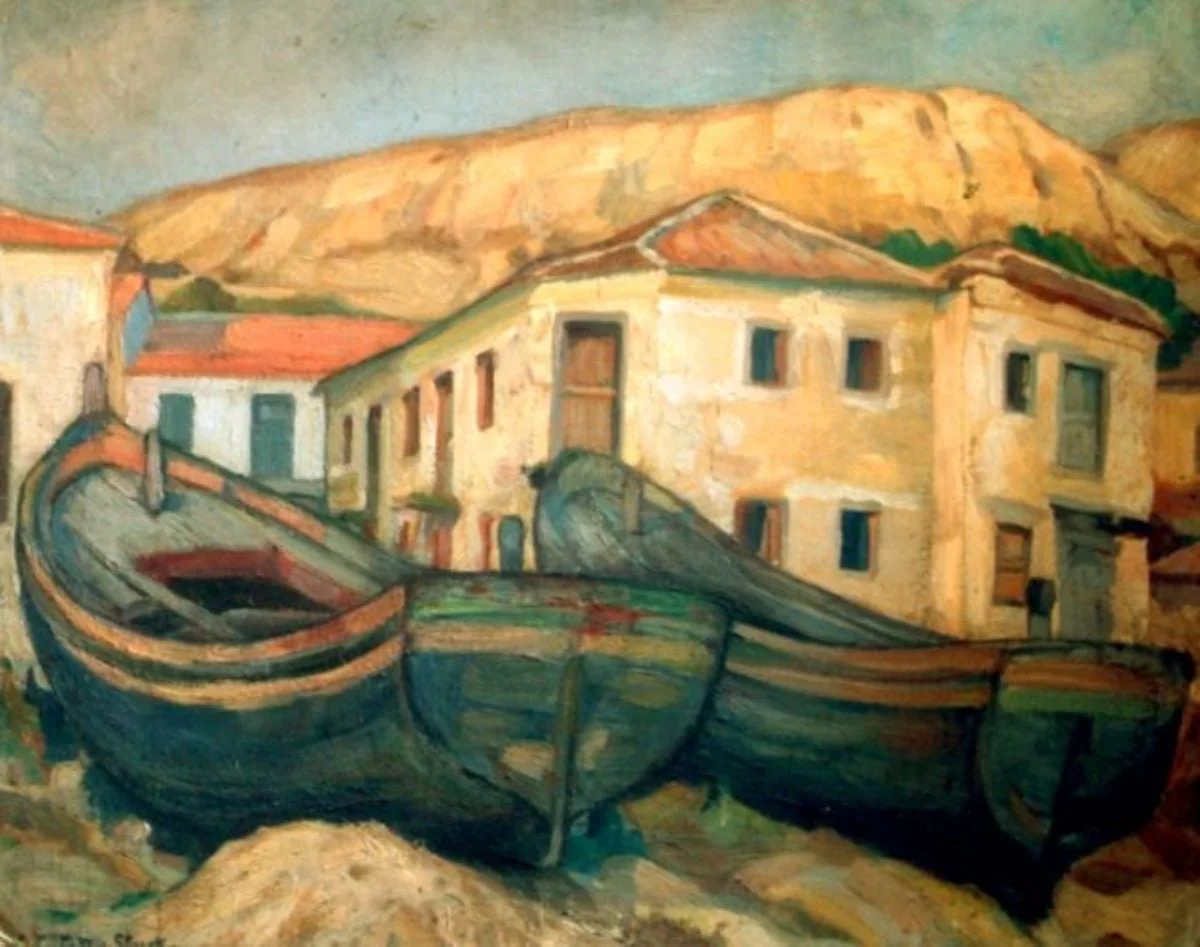 Mahoane în fața magaziilor, by Cecilia Cuțescu-Storck, unspecified, 1921