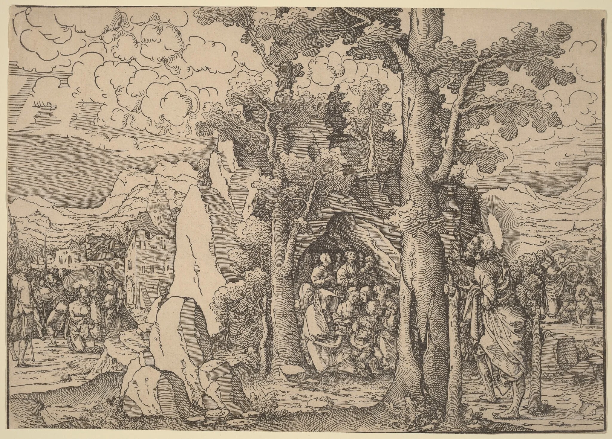 Saint John the Baptist Preaching, by Frans Crabbe van Espleghem, ink, 1530