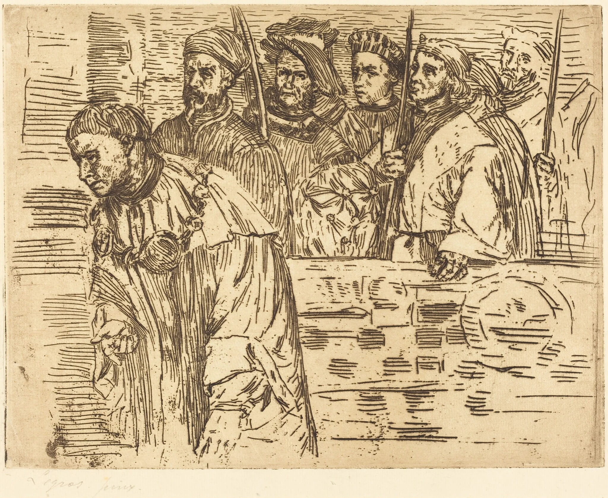 Archers (Les archers), by Alphonse Legros, ink, 1862
