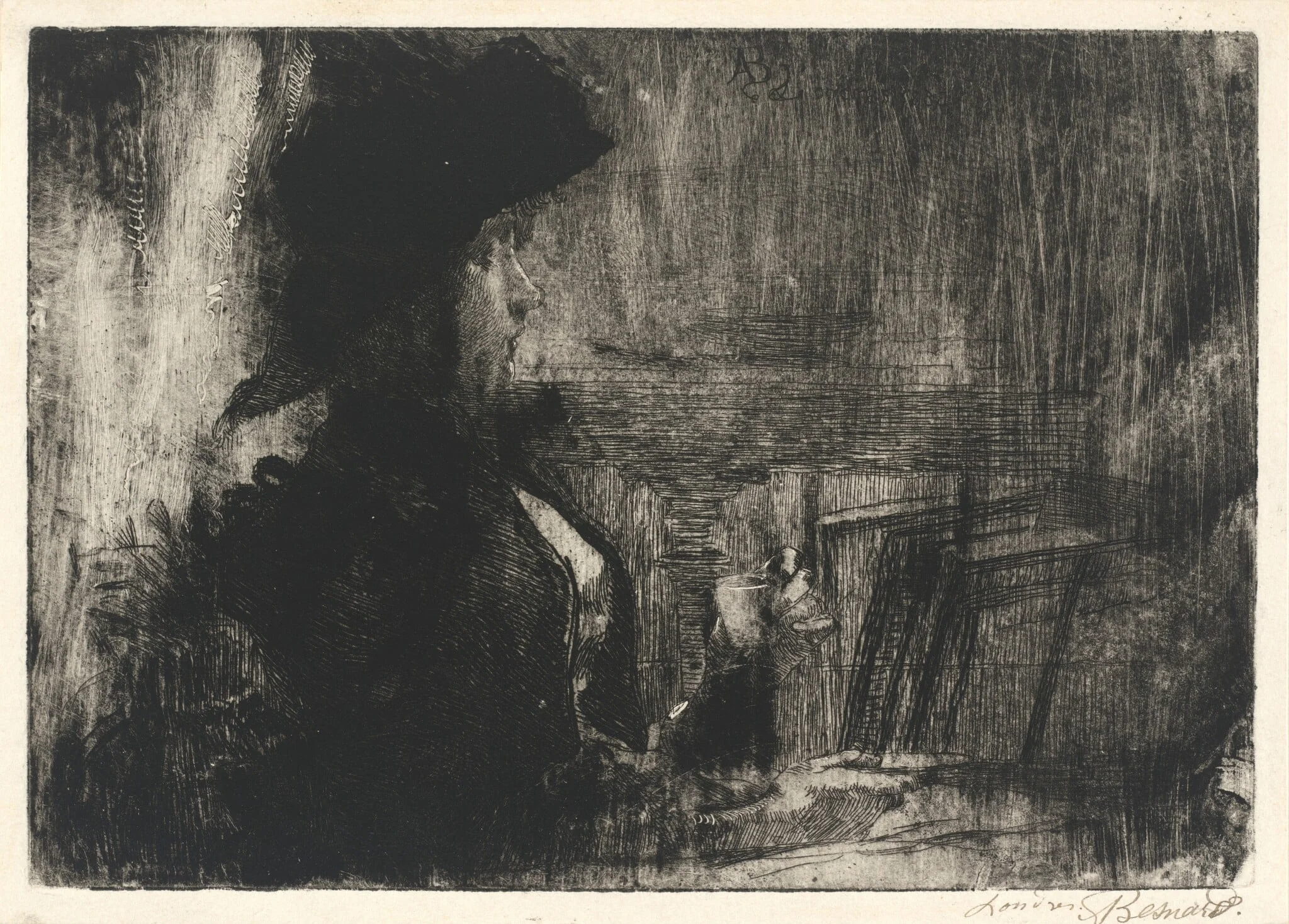 The Cup of Tea (La tasse de thé), by Paul-Albert Besnard, ink, 1883