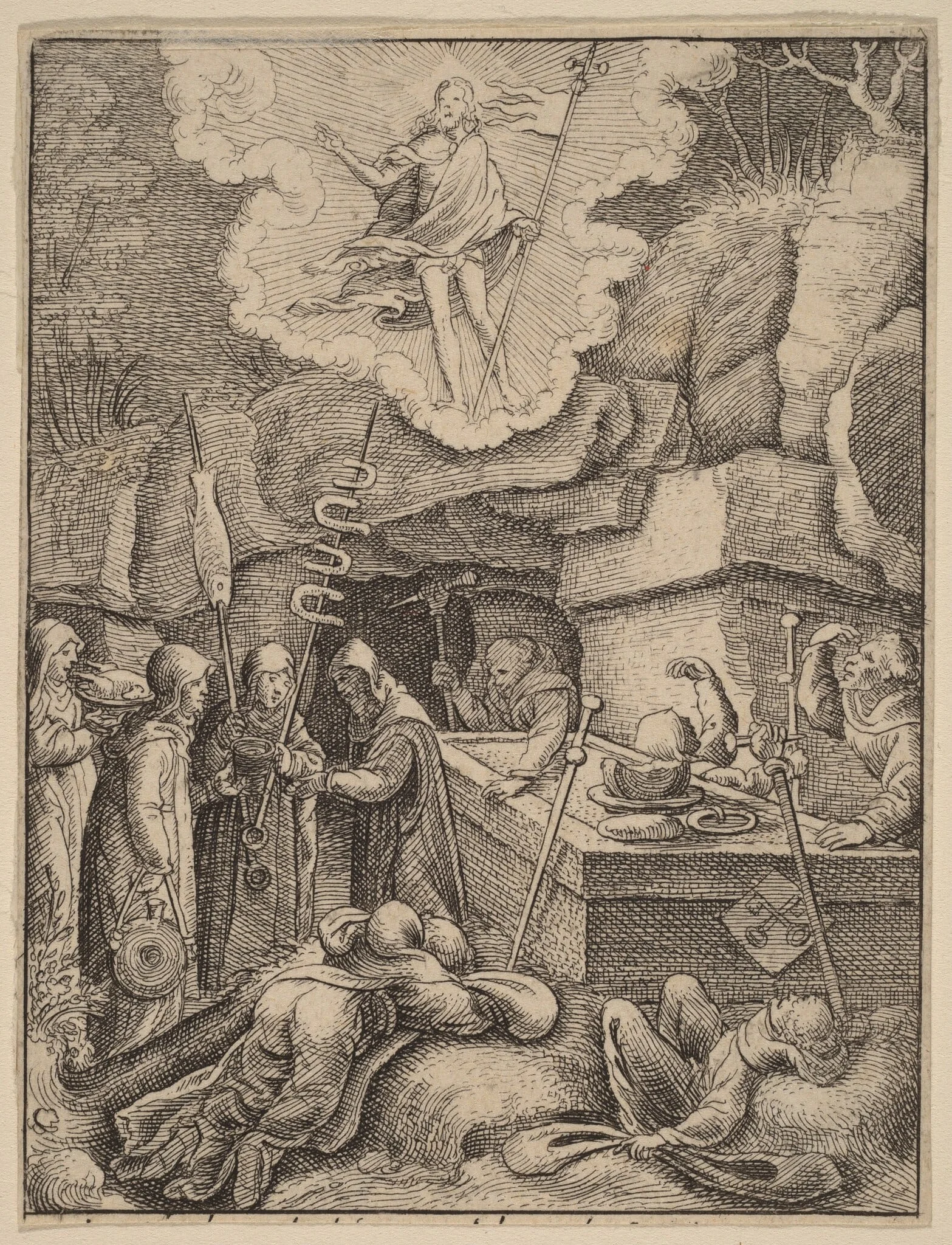 The Resurrection, by Wenceslaus Hollar, ink, 1642