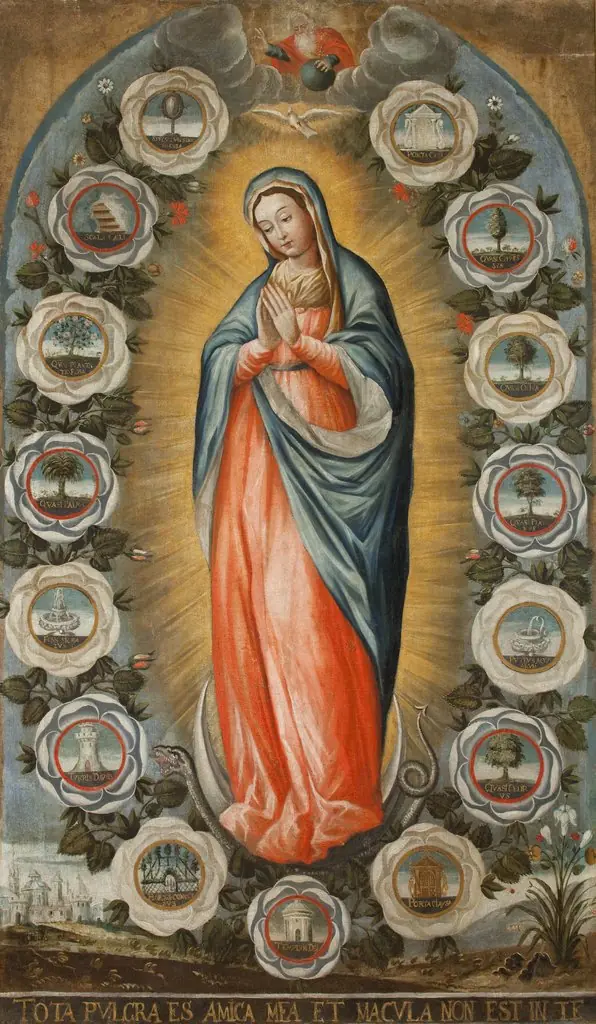 Virgin Mary-Immaculata Surrounded by a Rosary