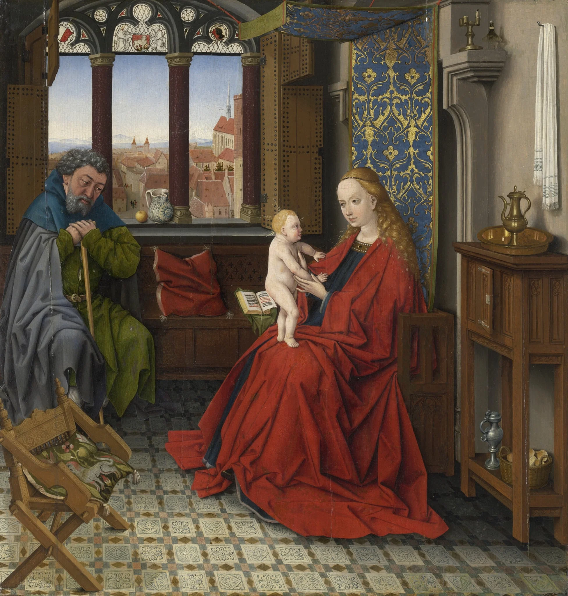 Holy Family, by German, oil, 1450