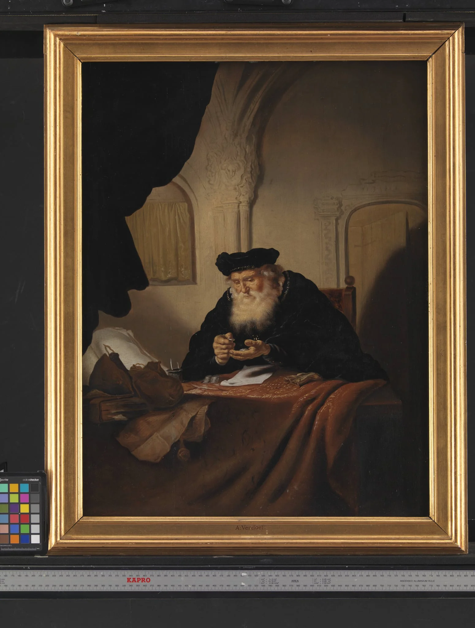 An Old Man Counting his Money, by Unknown, 1635