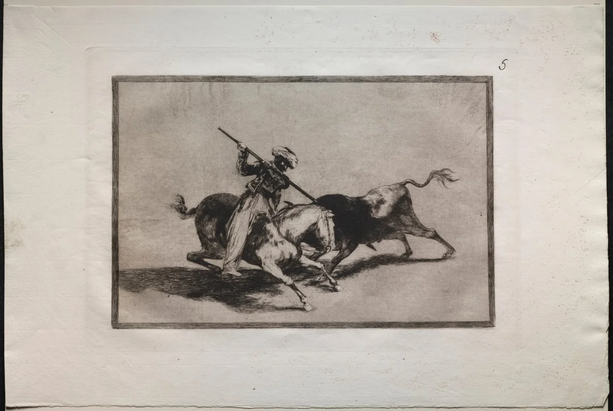 Bullfights:  The Spirited Moor Gazul is the First to Fight According to the Rules, by Francisco Goya, 1816