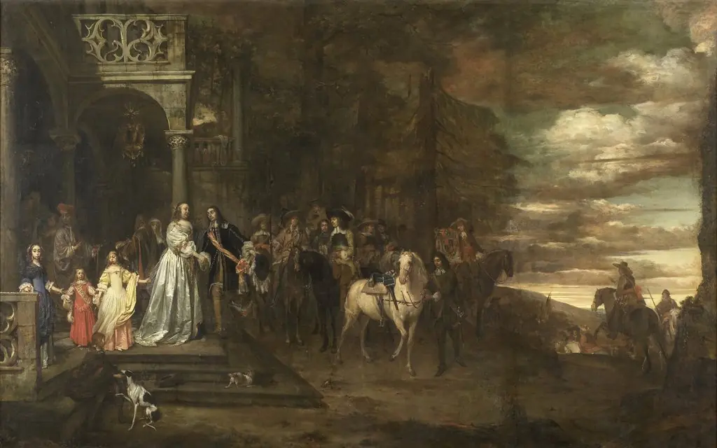 The leavetaking of Captain Hendrik de Sandra (1619-1707), sent off by his wife and children