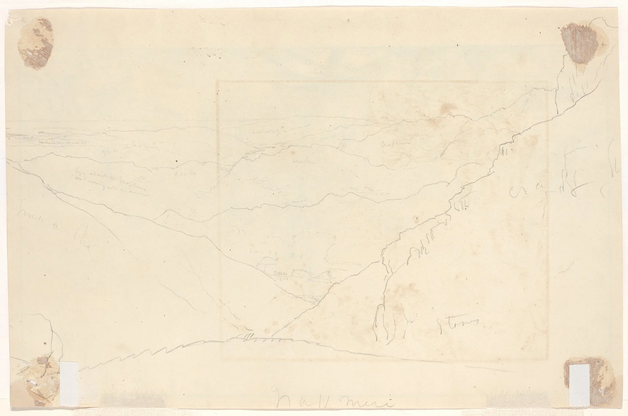 Mountain Landscape [verso], by Thomas Cole, graphite, 1828