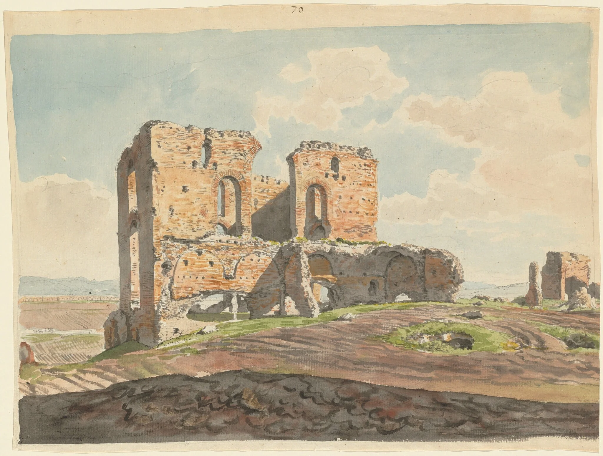The Great Villa of the Quintilii on the Appian Way, by Carlo Labruzzi, graphite, 1789