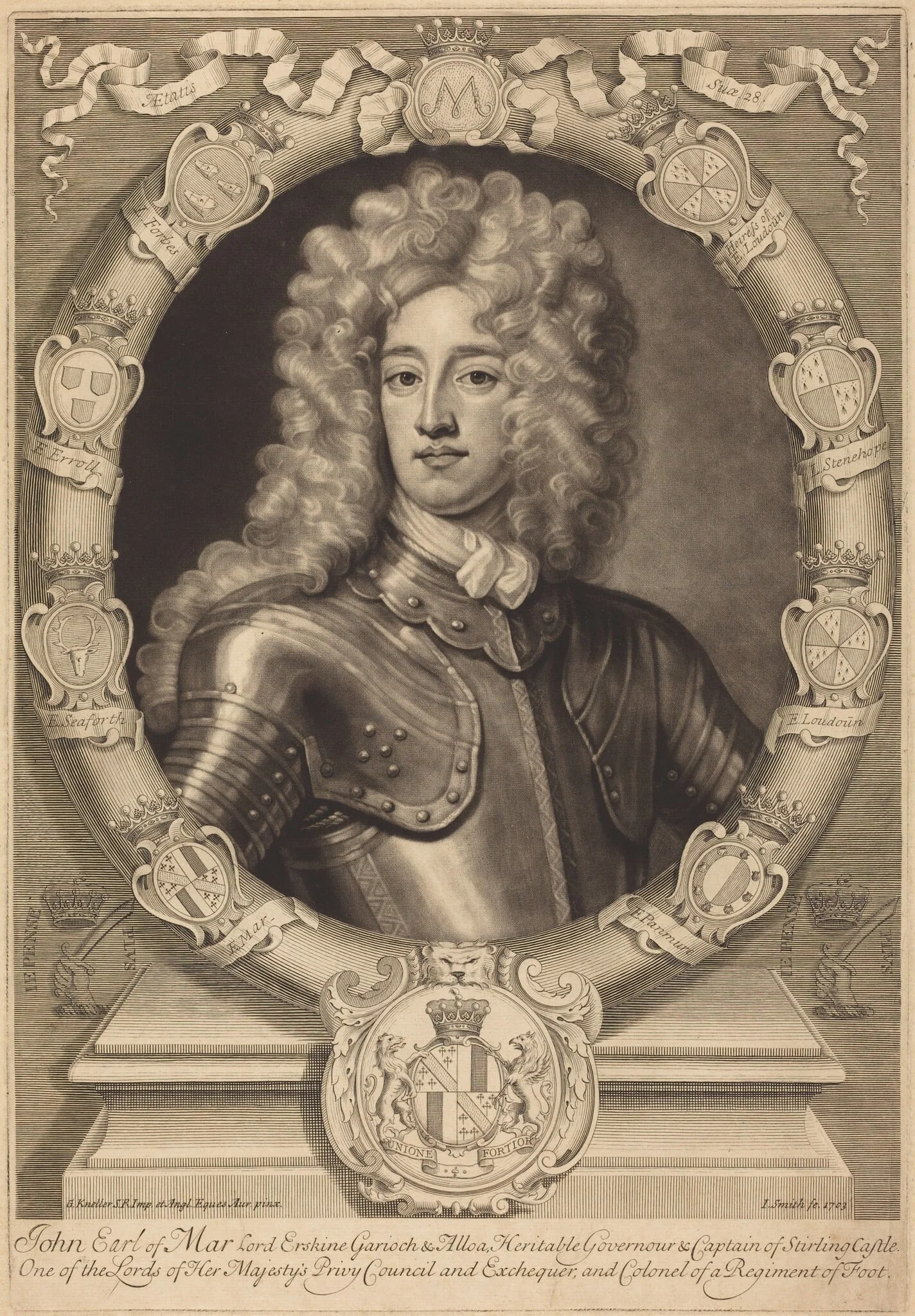 John, Earl of Mar, Lord Erskine, by John Smith, ink, 1703