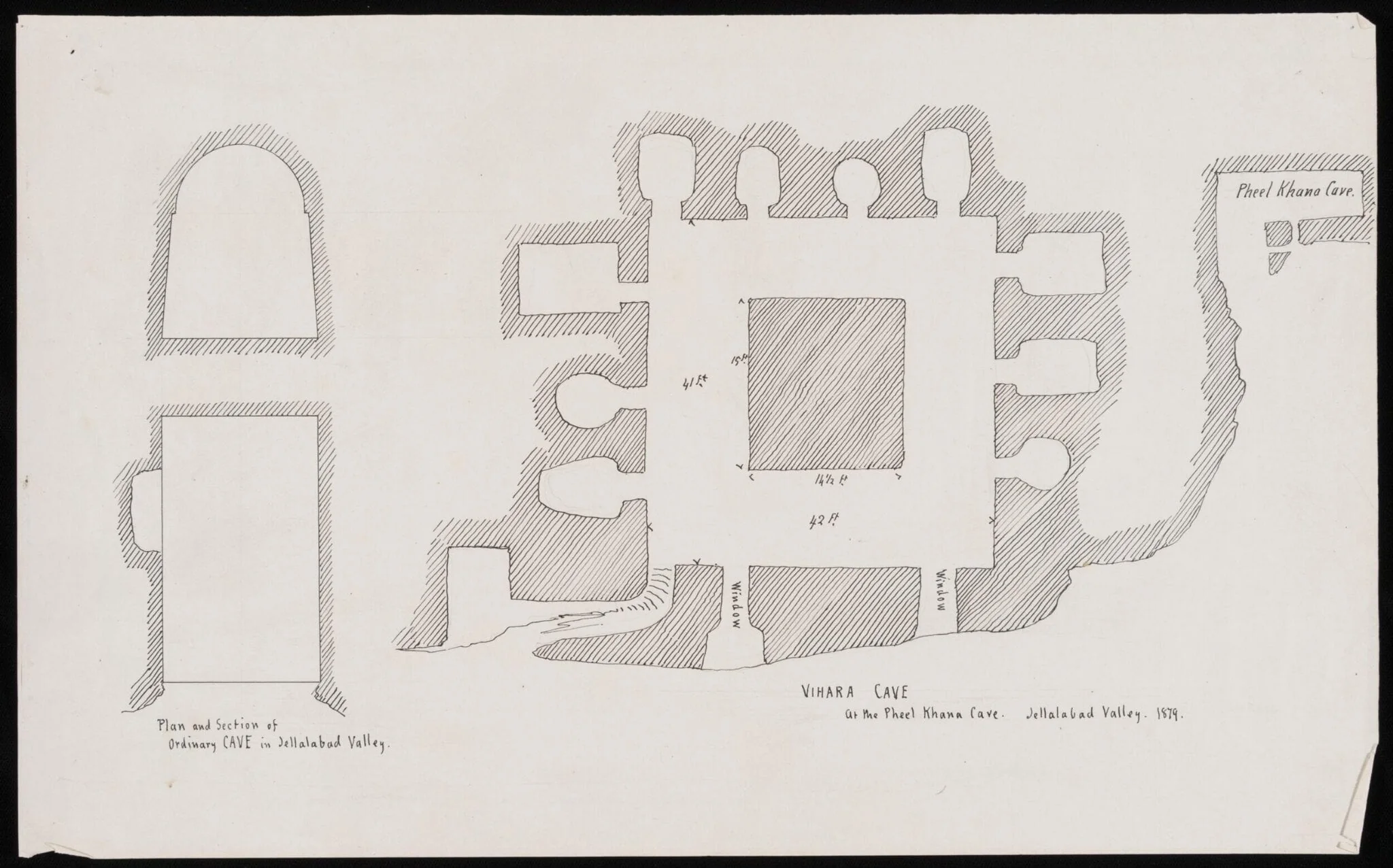 Vihara Cave at the Pheel Khana Cave, Jellalabad Valley, by William R.I. F.R.G.S. Simpson, 1879