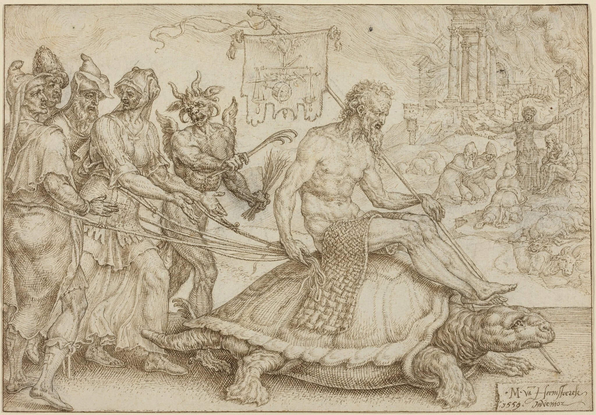 The Triumph of Job, by Maerten van Heemskerck, ink, 1559