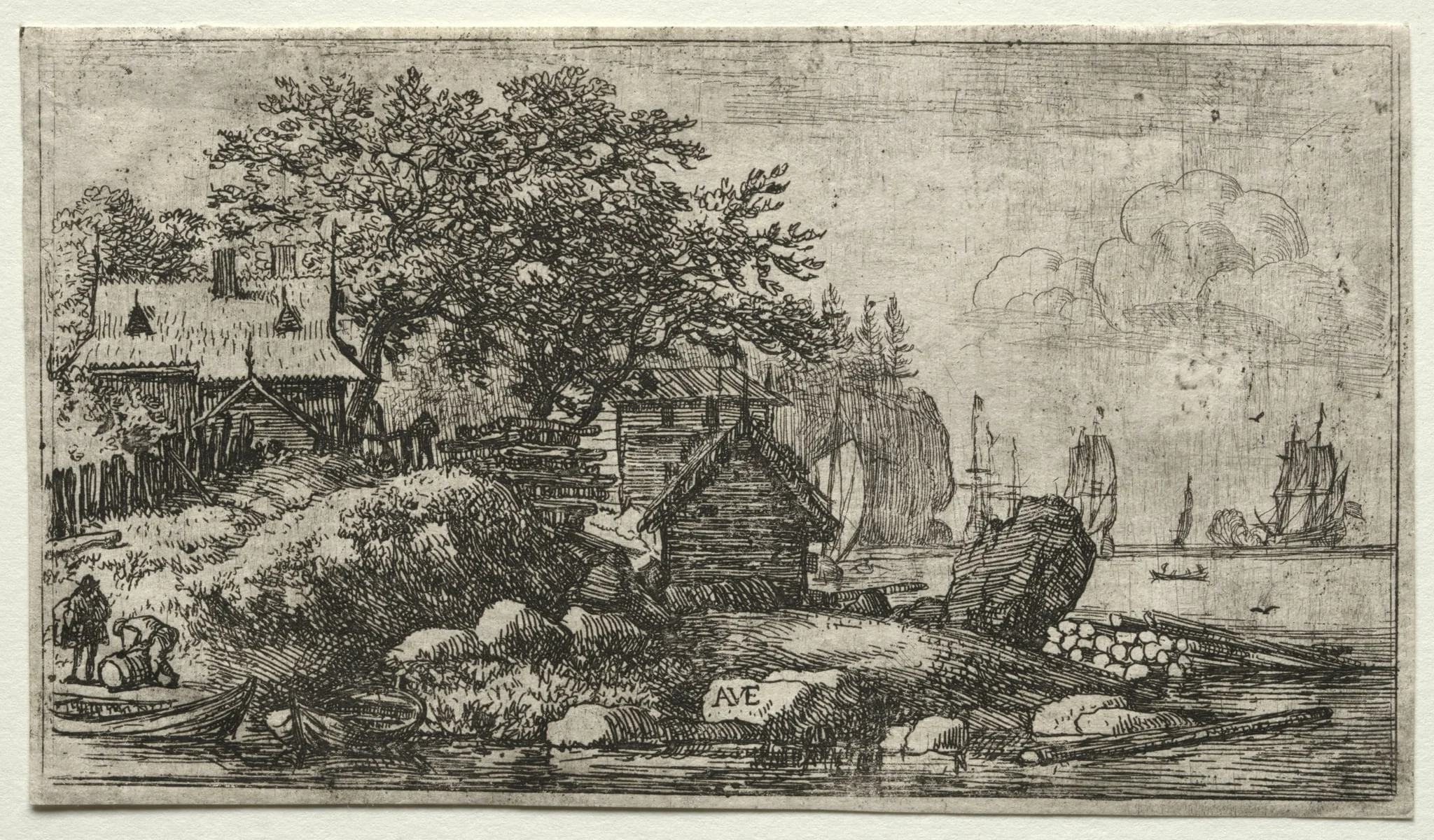 Eight landscapes (H.57-64): Landscape with Two Empty Boats, by Allart van Everdingen, 1956
