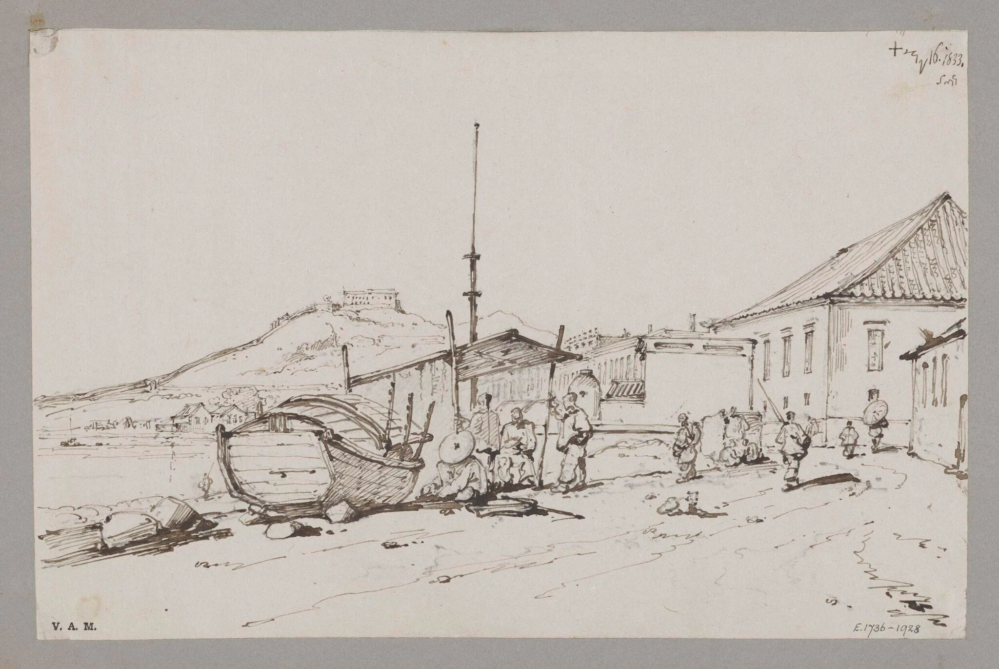 Governor's House, and part of the Praya Grande and Penha Hill, by George Chinnery, 13