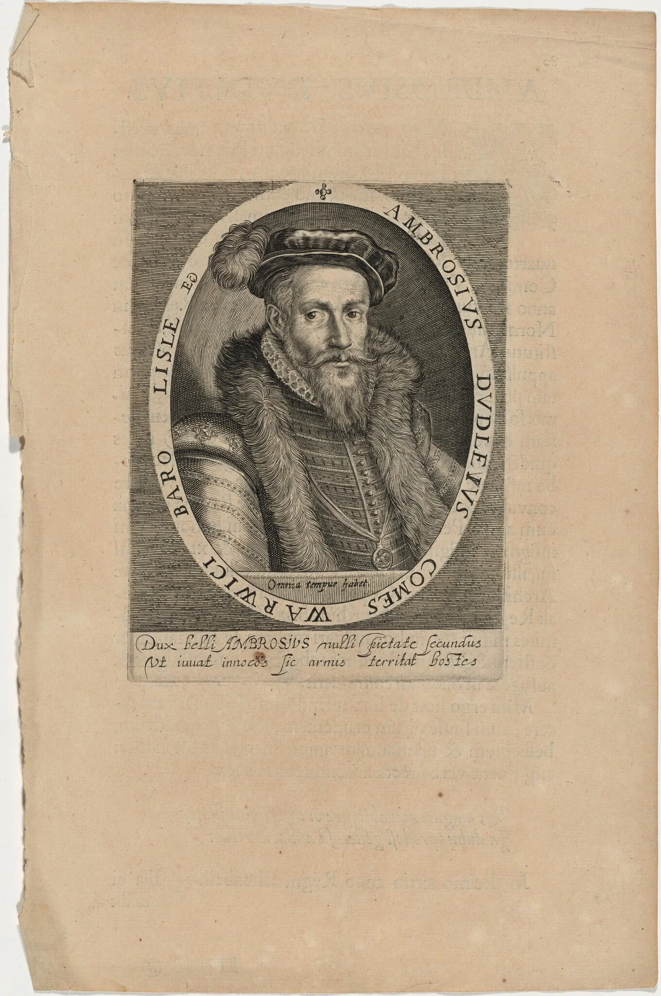 Ambrose Dudley, Earl of Warwick, by Magdalena van de Passe, ink, 1620