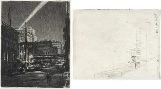New York Night (recto) Study for New York Night (verso)