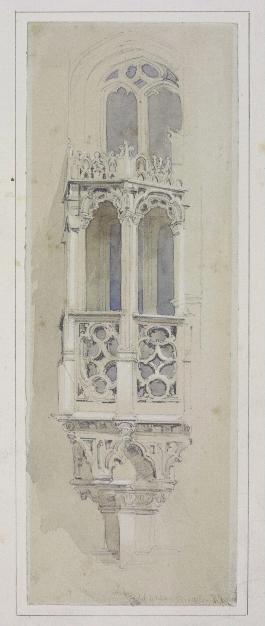 Sketch of a window and balcony, Hotel de Ville, Brussels