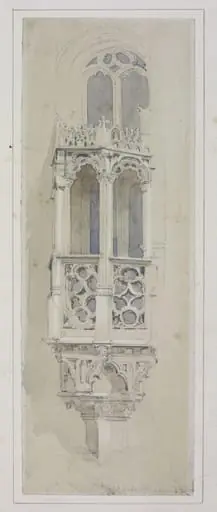 Sketch of a window and balcony, Hotel de Ville, Brussels