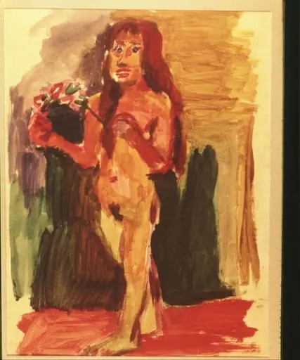 Standing Nude with Flowers