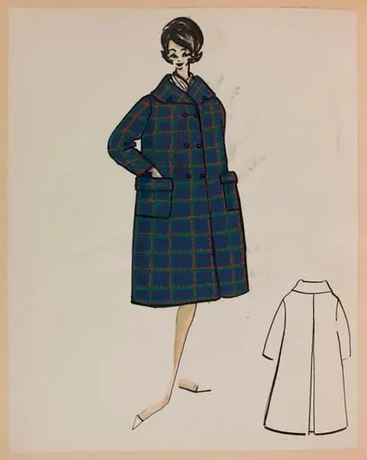 Manteau ample écossais bleu