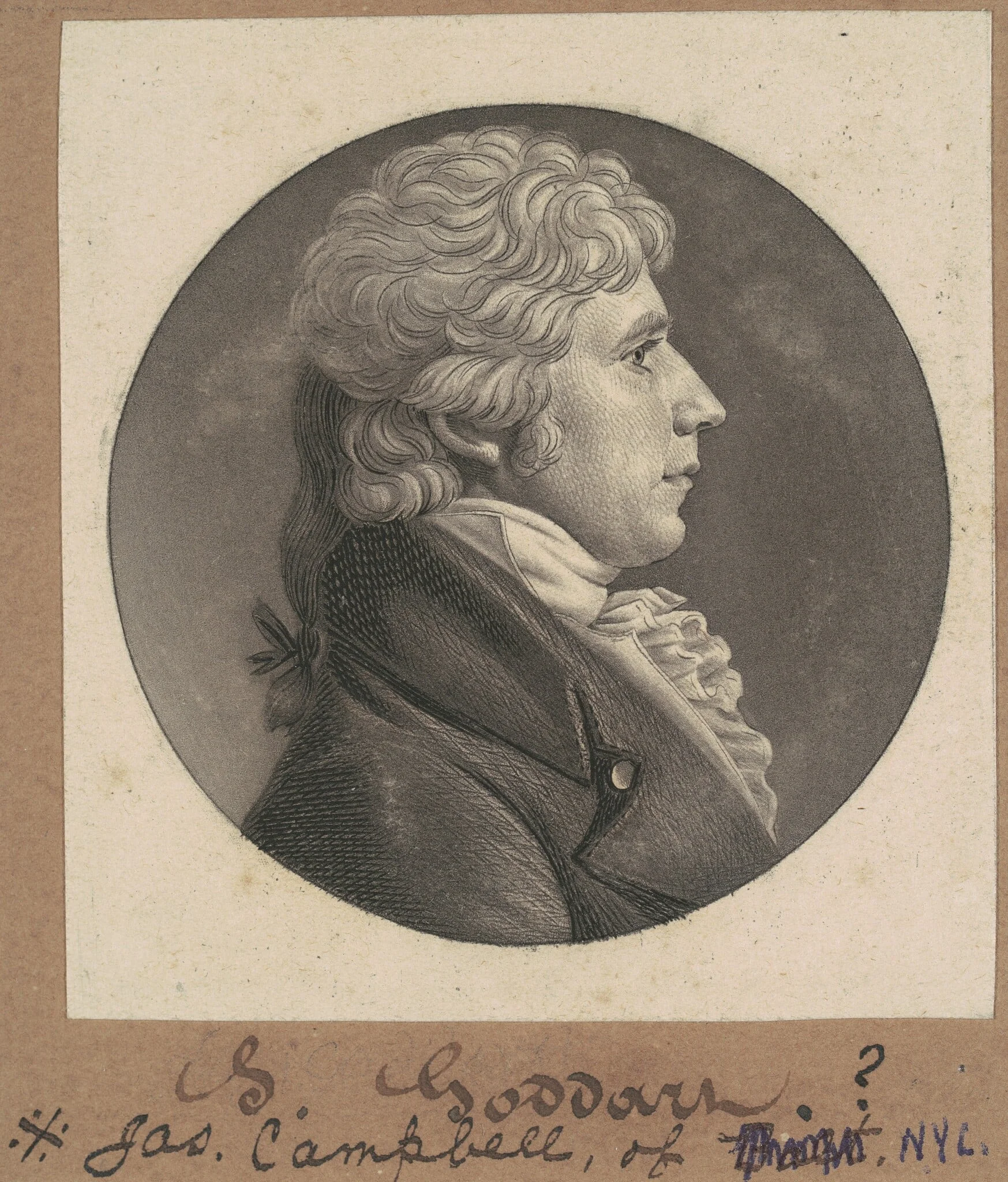 James Campbell, by Charles Balthazar Julien Févret de Saint-Mémin, ink, 1804