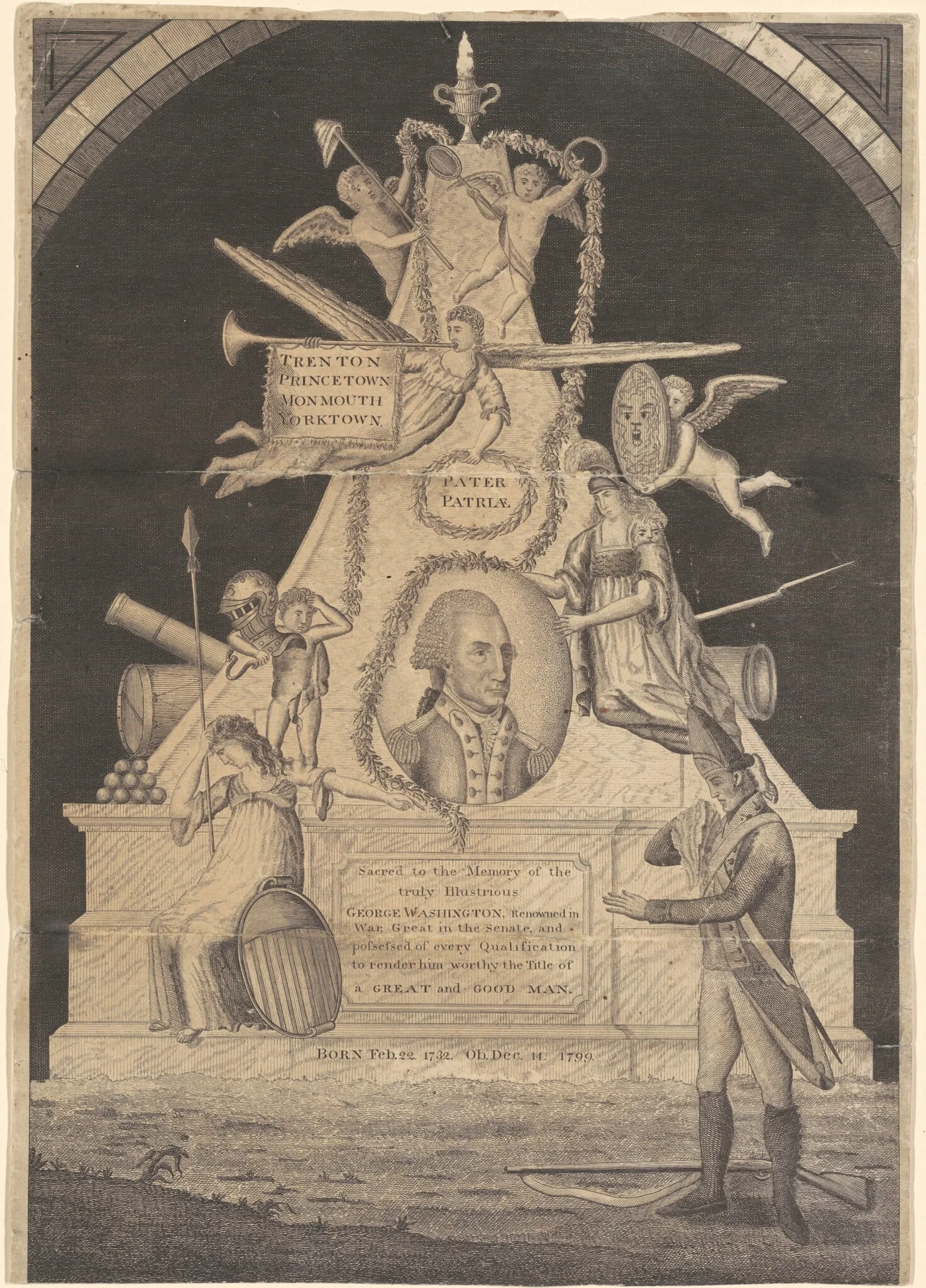 Memorial for George Washington, by Enoch G. Gridley, ink, 1800