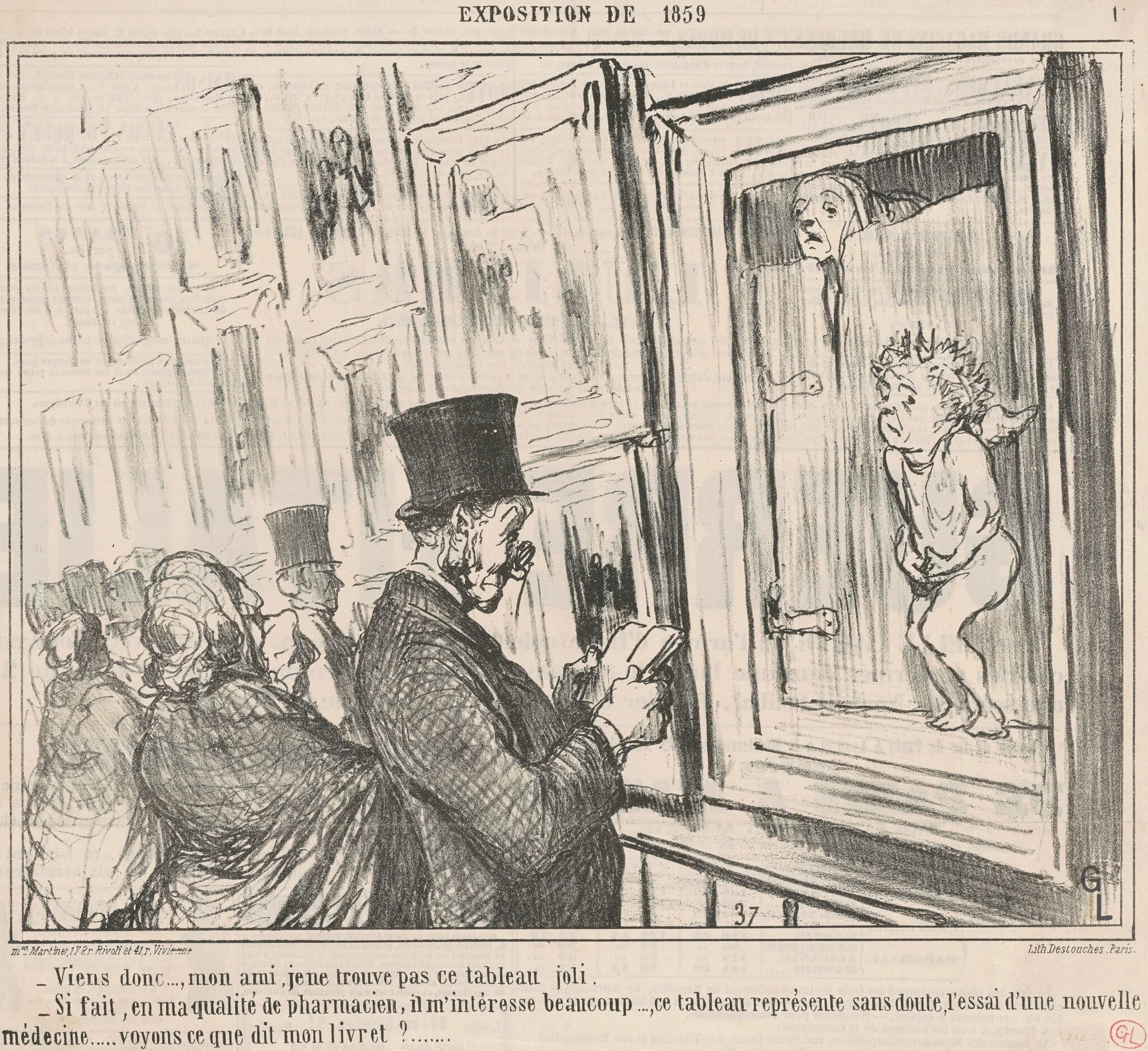 Viens donc ..., mon ami, je ne trouve pas ..., by Honoré Daumier, ink, 1859
