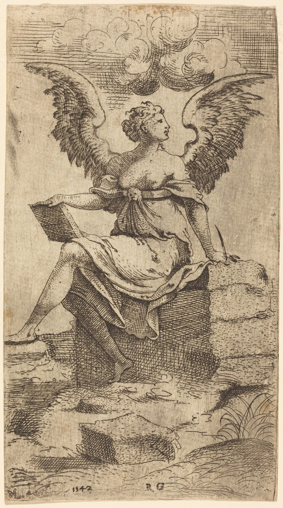 The Recording Angel, by Master RG, ink, 1542