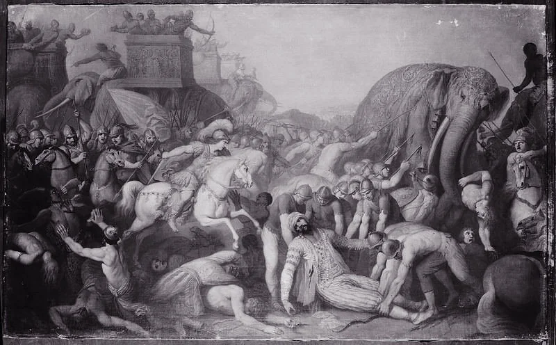 Victory of Alexander the Great over Poros, king of India, in 326