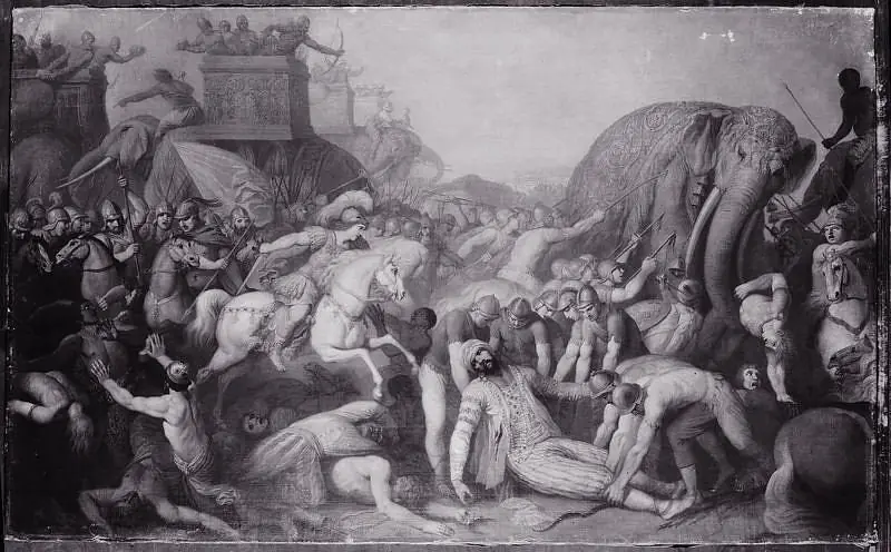 Victory of Alexander the Great over Poros, king of India, in 326