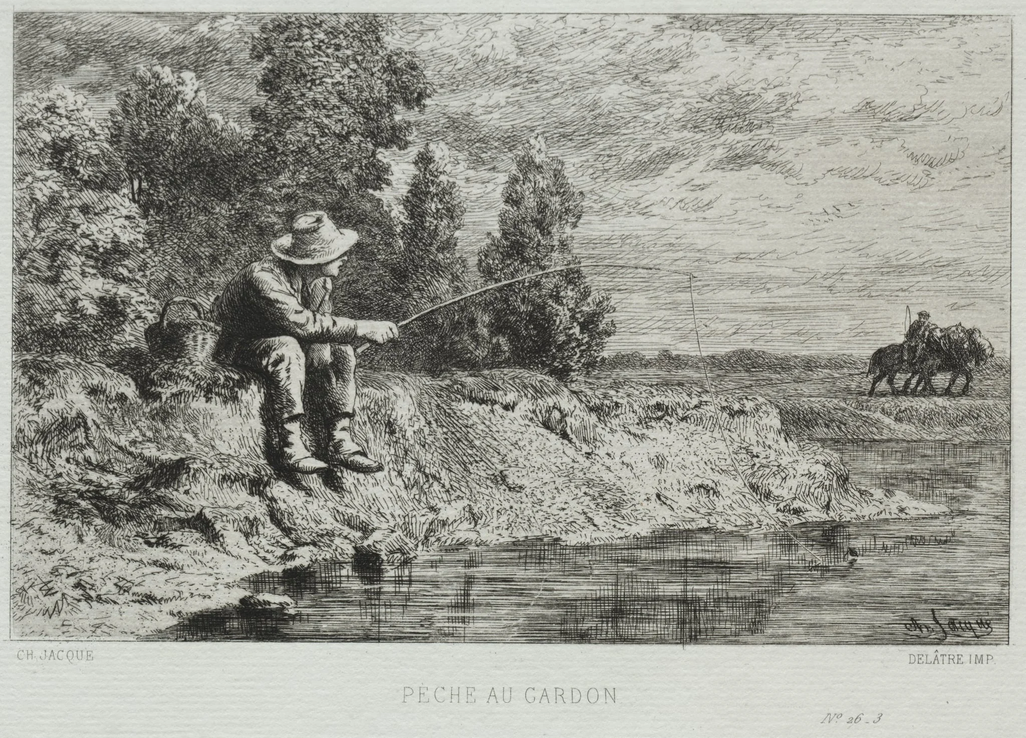 Fishing, by Charles Jacque, 1865