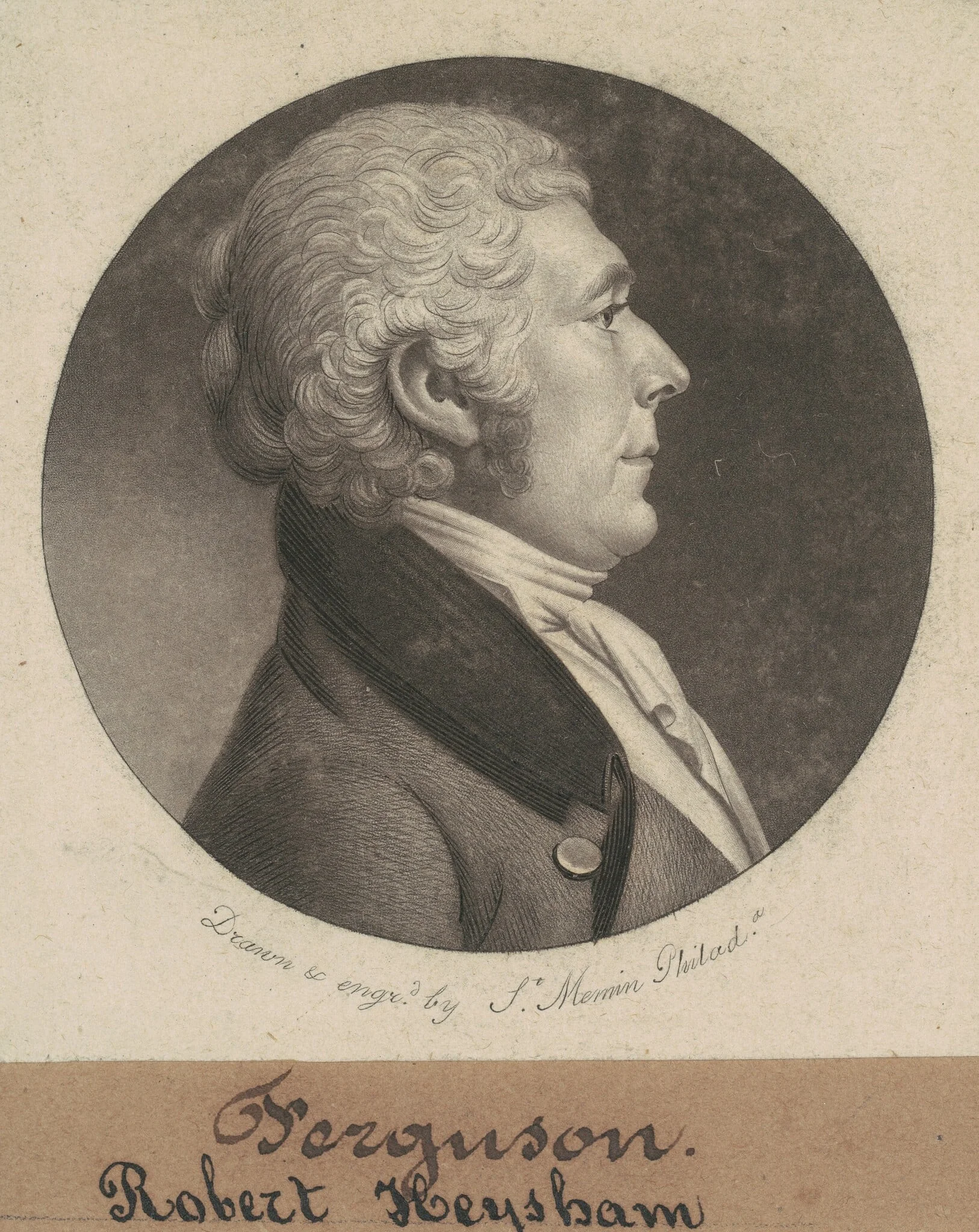 Robert Heysham, by Charles Balthazar Julien Févret de Saint-Mémin, ink, 1802