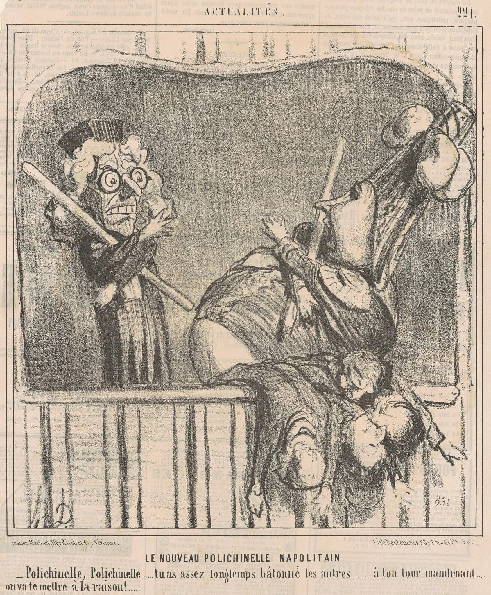 Le nouveau polichinelle napolitan, by Honoré Daumier, ink, 1855
