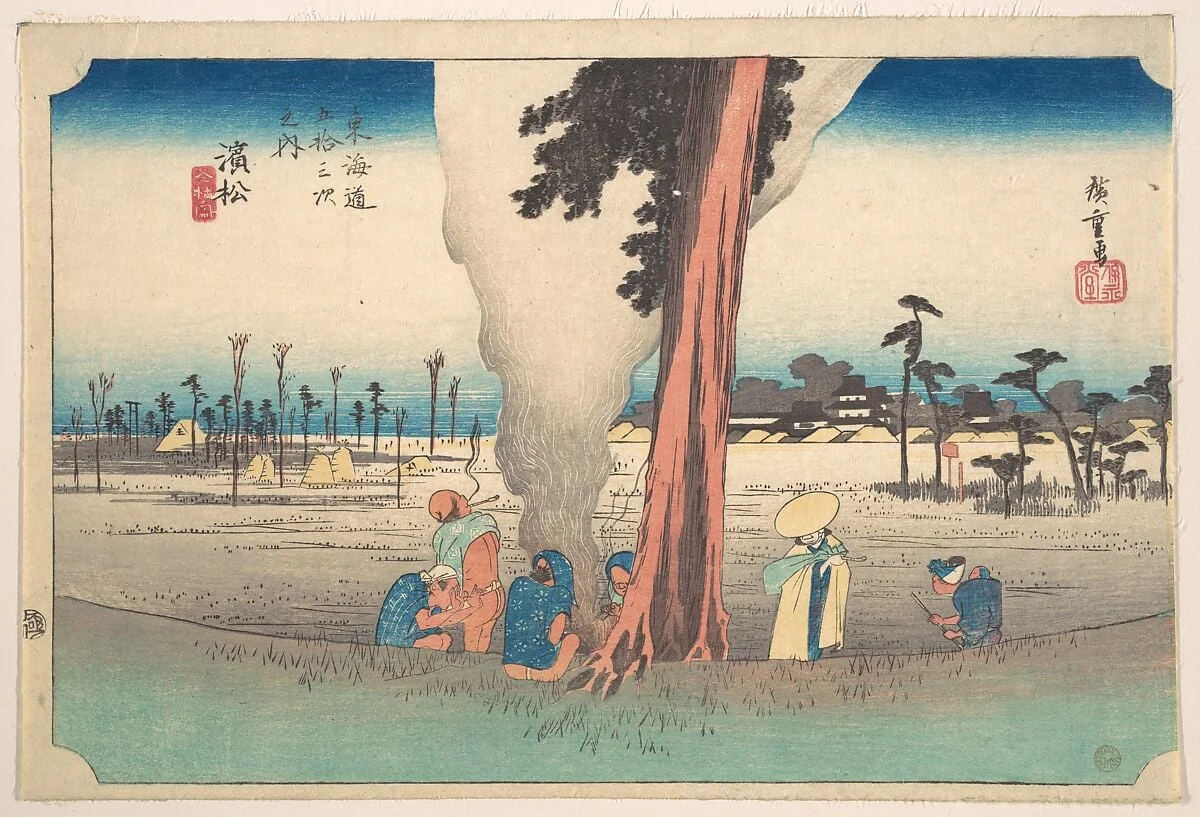 東海道五十三次之内　濱松　冬枯の図|Hamamatsu, Toko no Zu, by Utagawa Hiroshige, ink, 1834