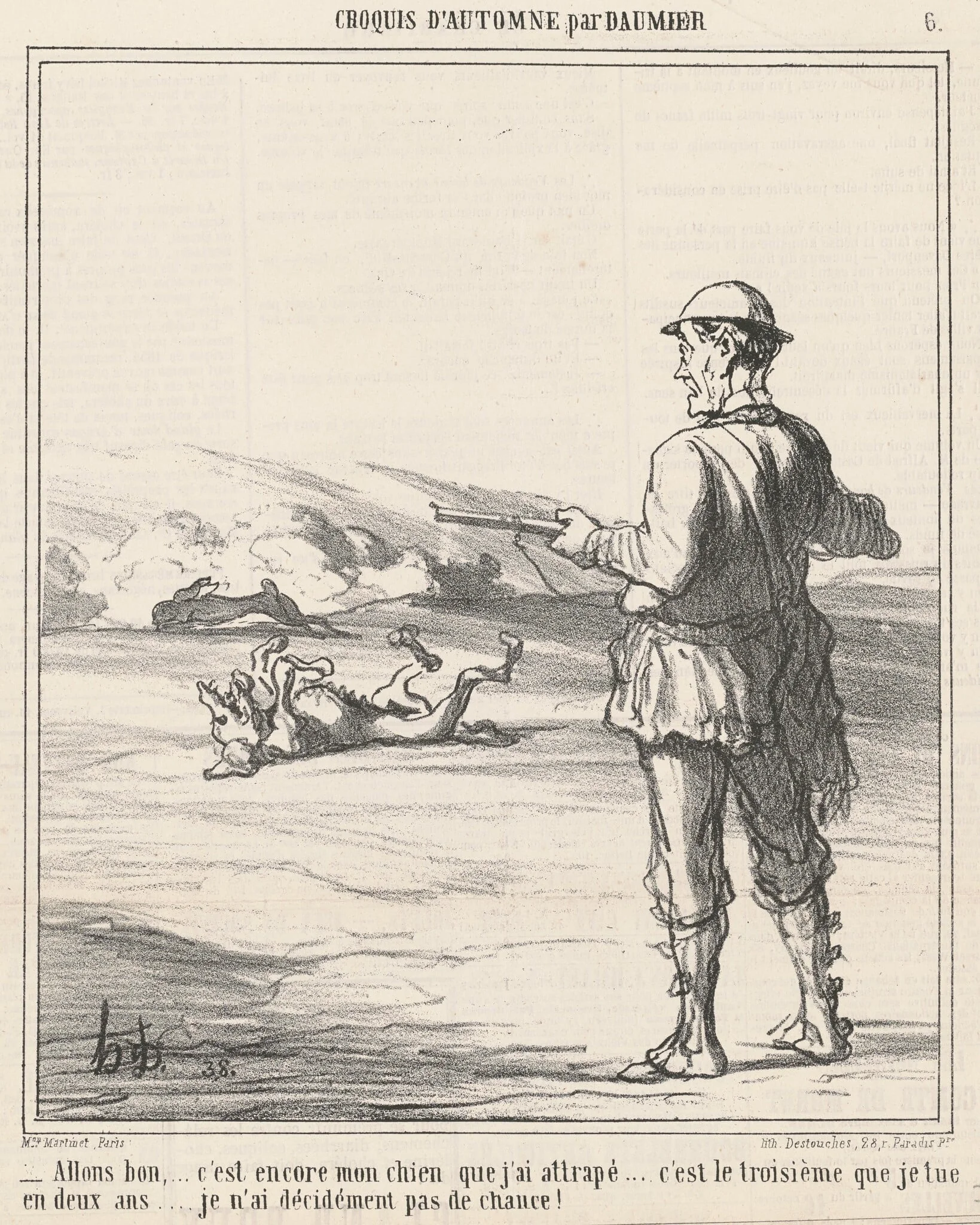 Allons bon ... c'est encore mon chien ..., by Honoré Daumier, ink, 1865
