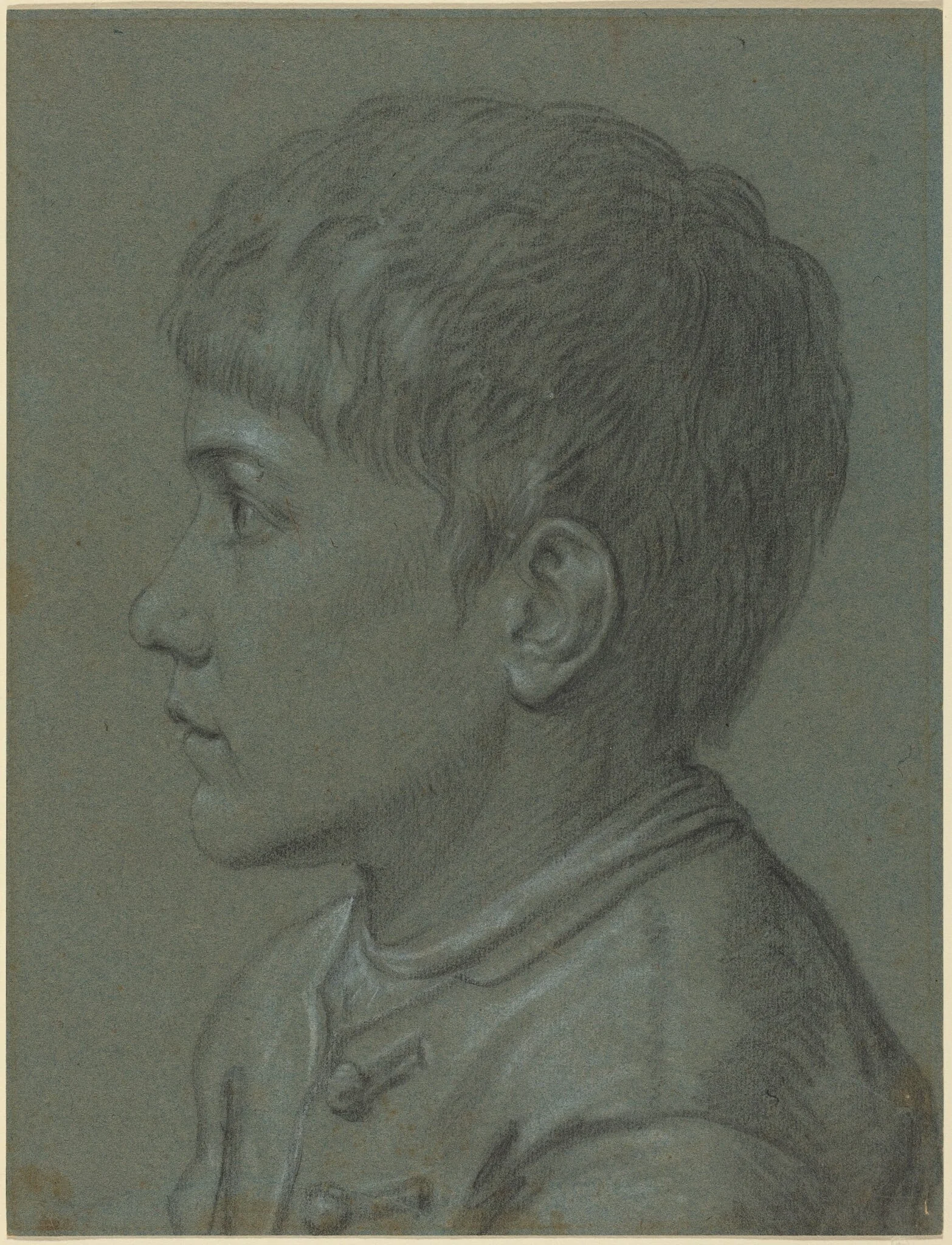 Head of a Boy, by Paolo Farinati, chalk, 1565